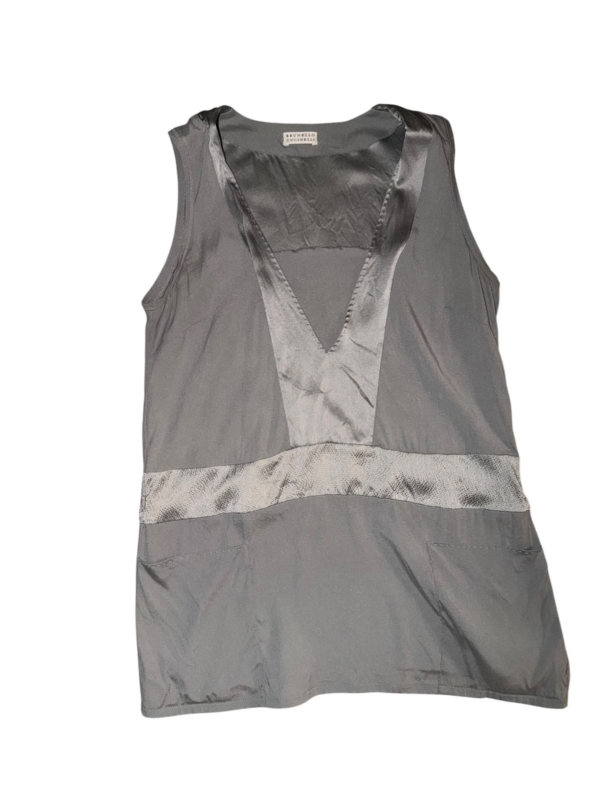 Brunello Cucinelli V-Neck Panel Top Sz M Luxury Designer