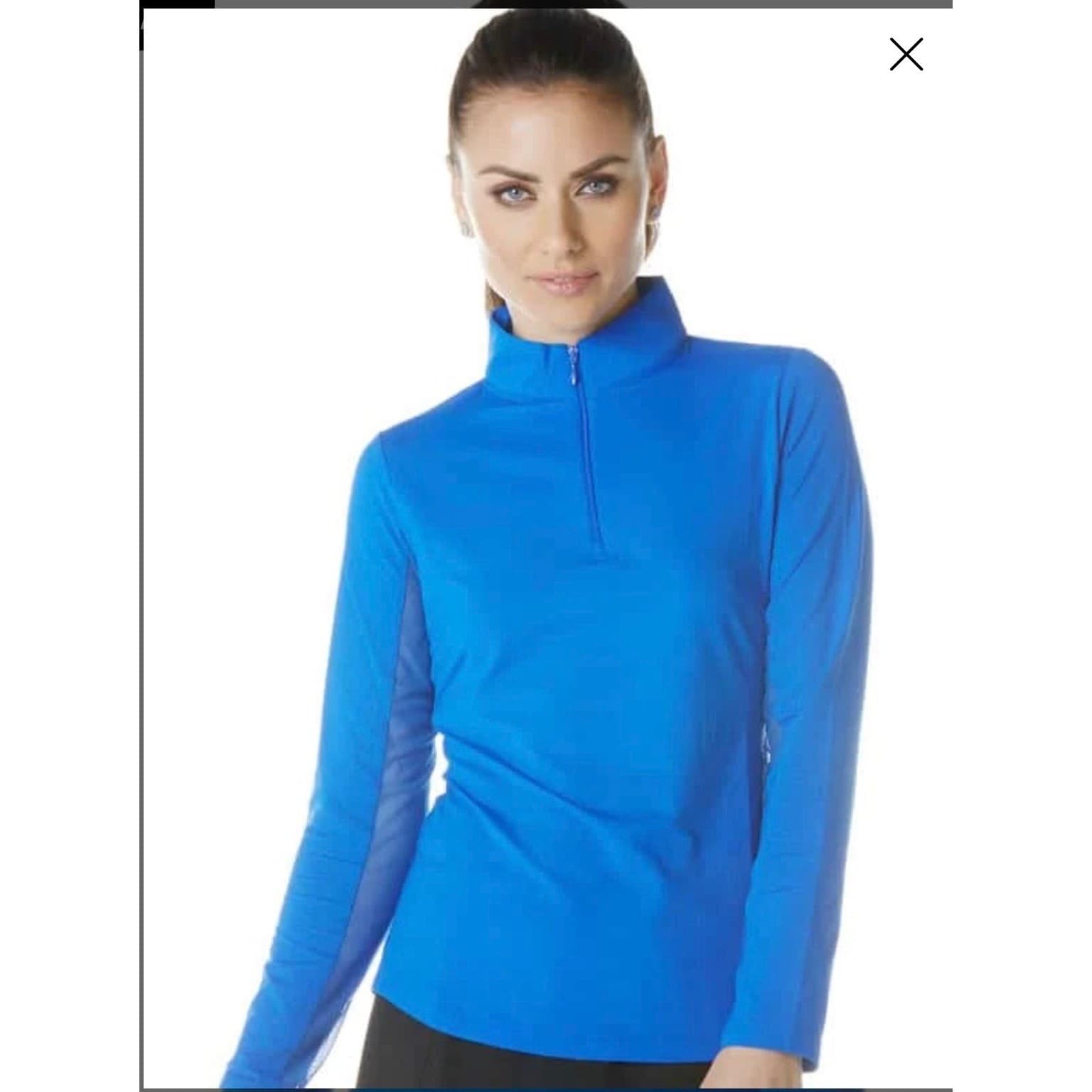 IBKÜL Royal Blue Mock Neck Sz XXL Mesh Sleeve Cooling Golf Shirt UPF 50+