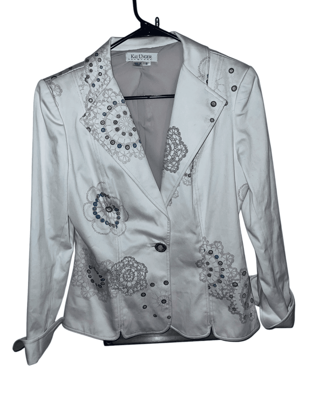 Kay Unger New York white blazer size 8 Avant Garde Secretary Office Siren