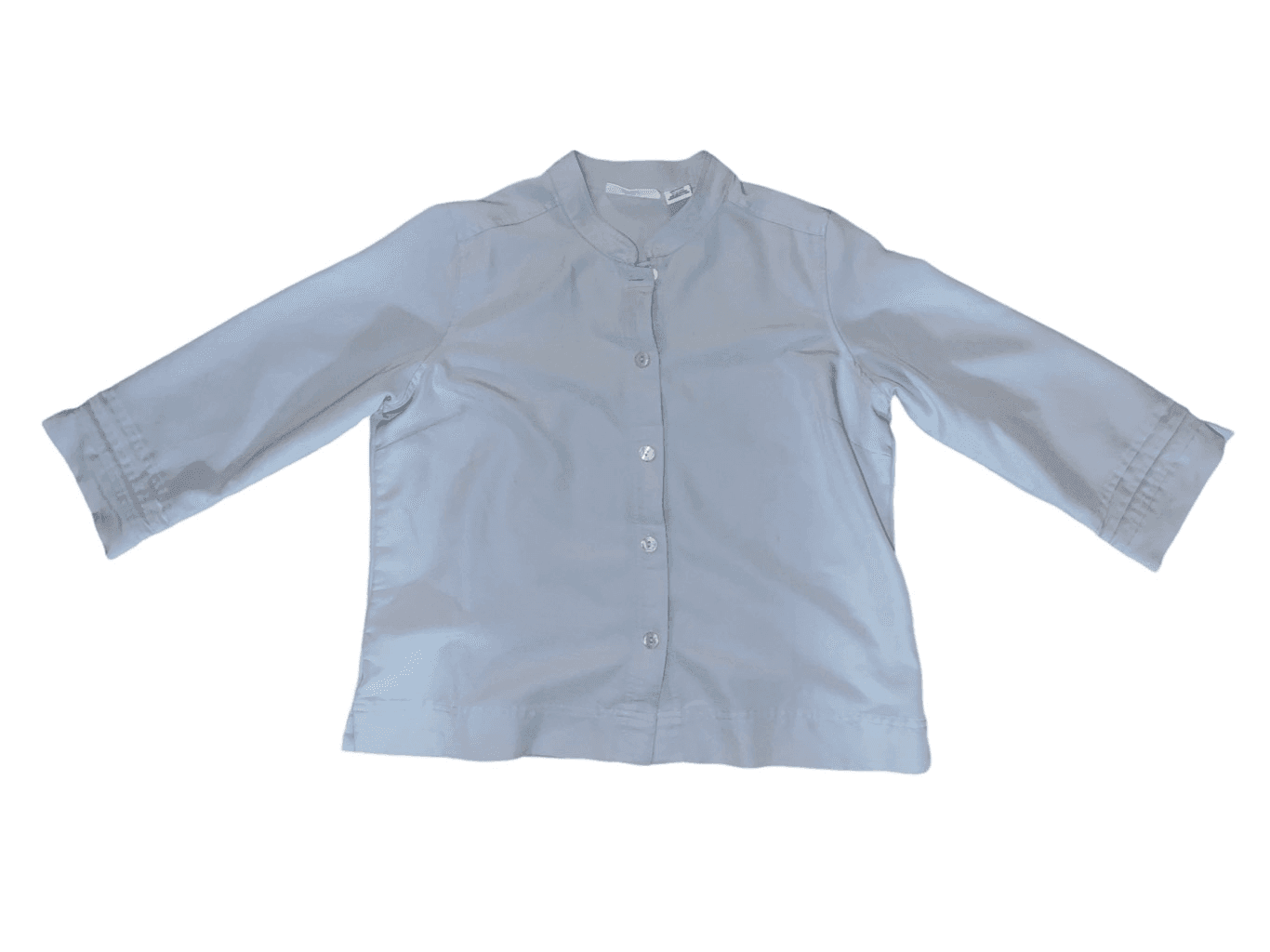 Weekend Clothes Line Sz L blue preppy 3/4 sleeve Collar Button Coastal