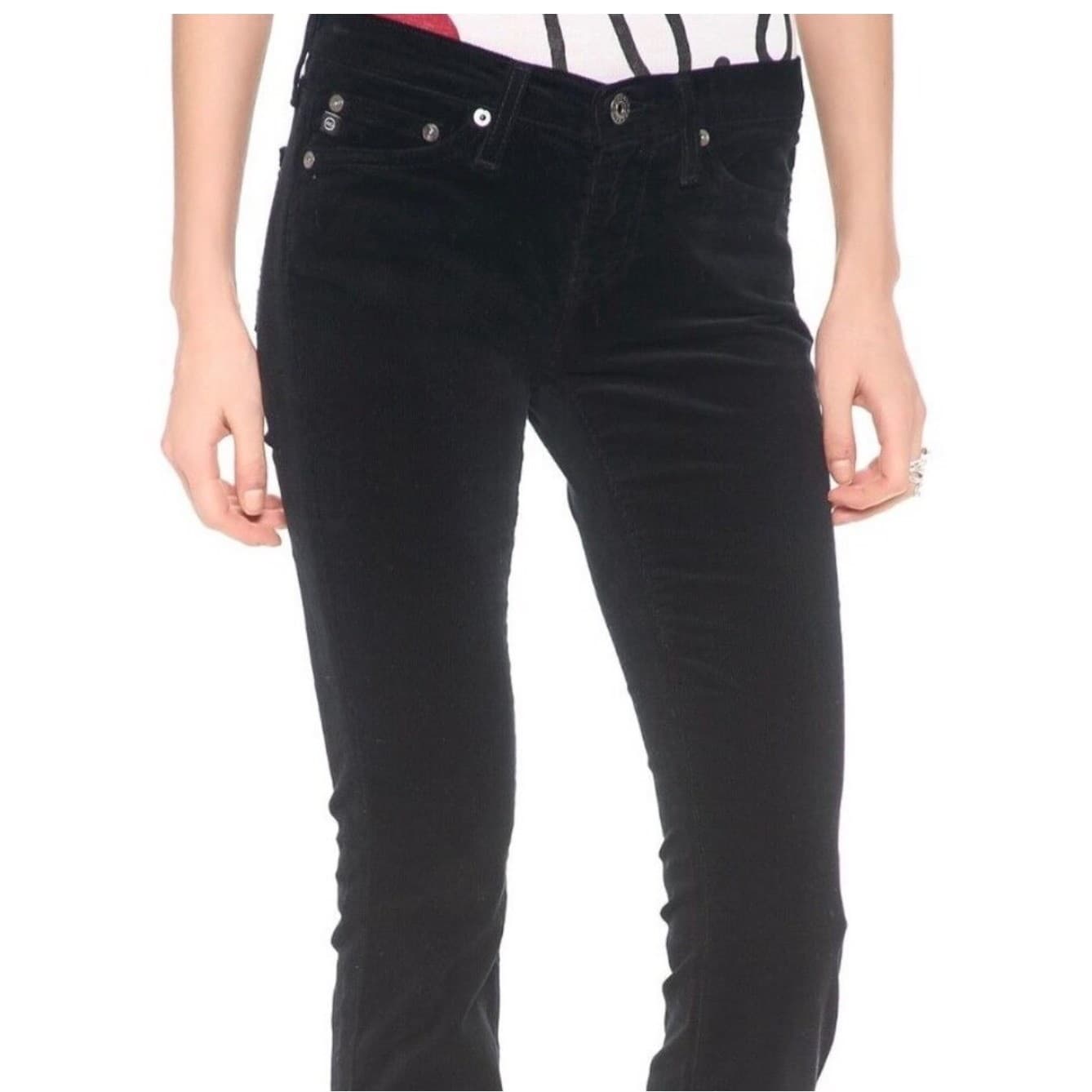AG The Ballad Slim Boot Corduroy Jeans Black Sz 28R Straight Boho Preppy