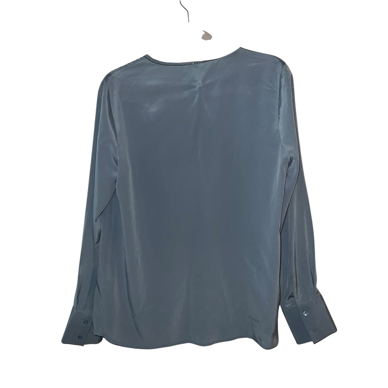 PESERICO silk blouse sz 42 crew neck long sleeve avant garde elegant