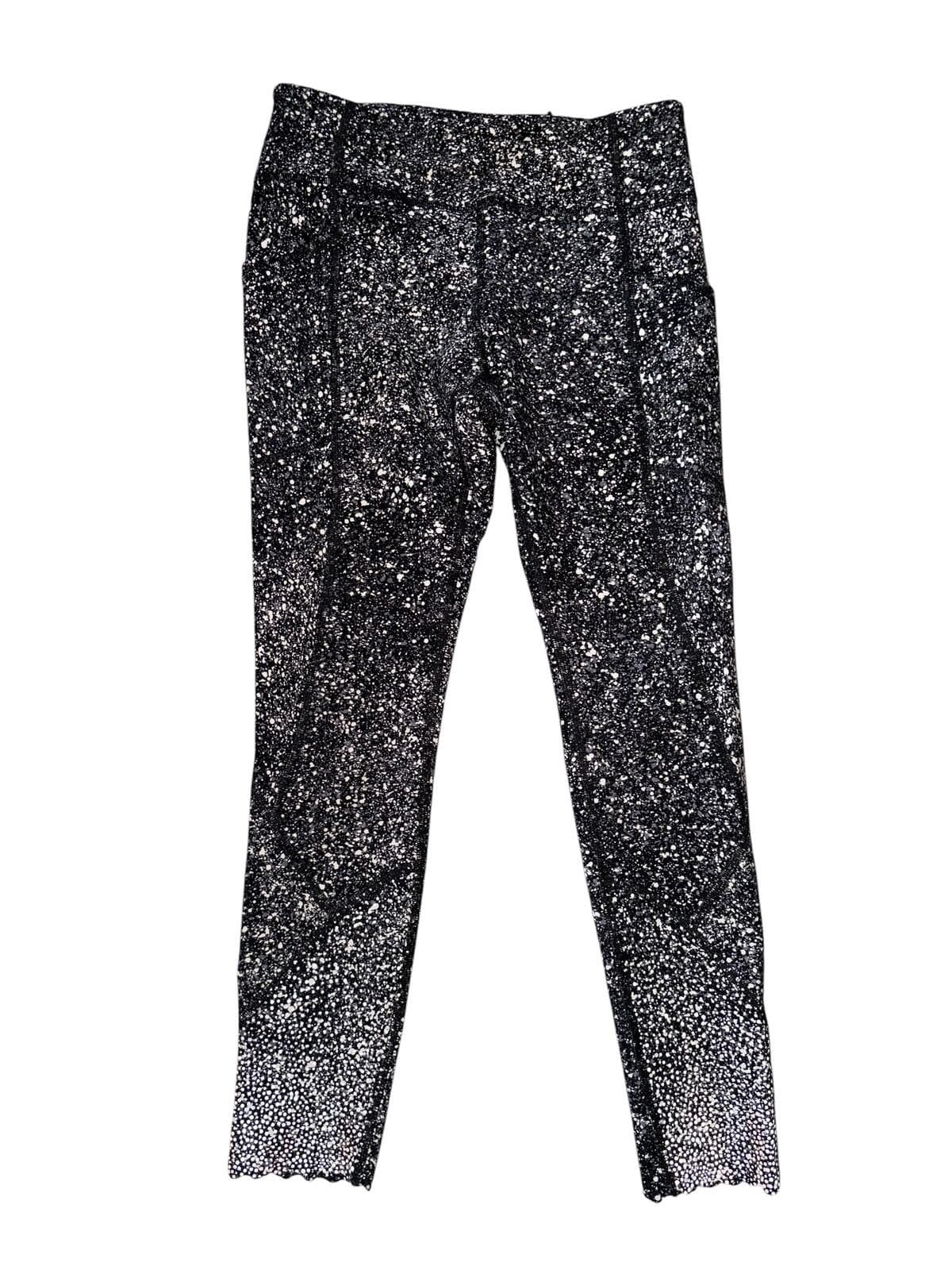 Lululemon Tight II Luminesce Legging Sz 6 Black White Splatter Running Yoga