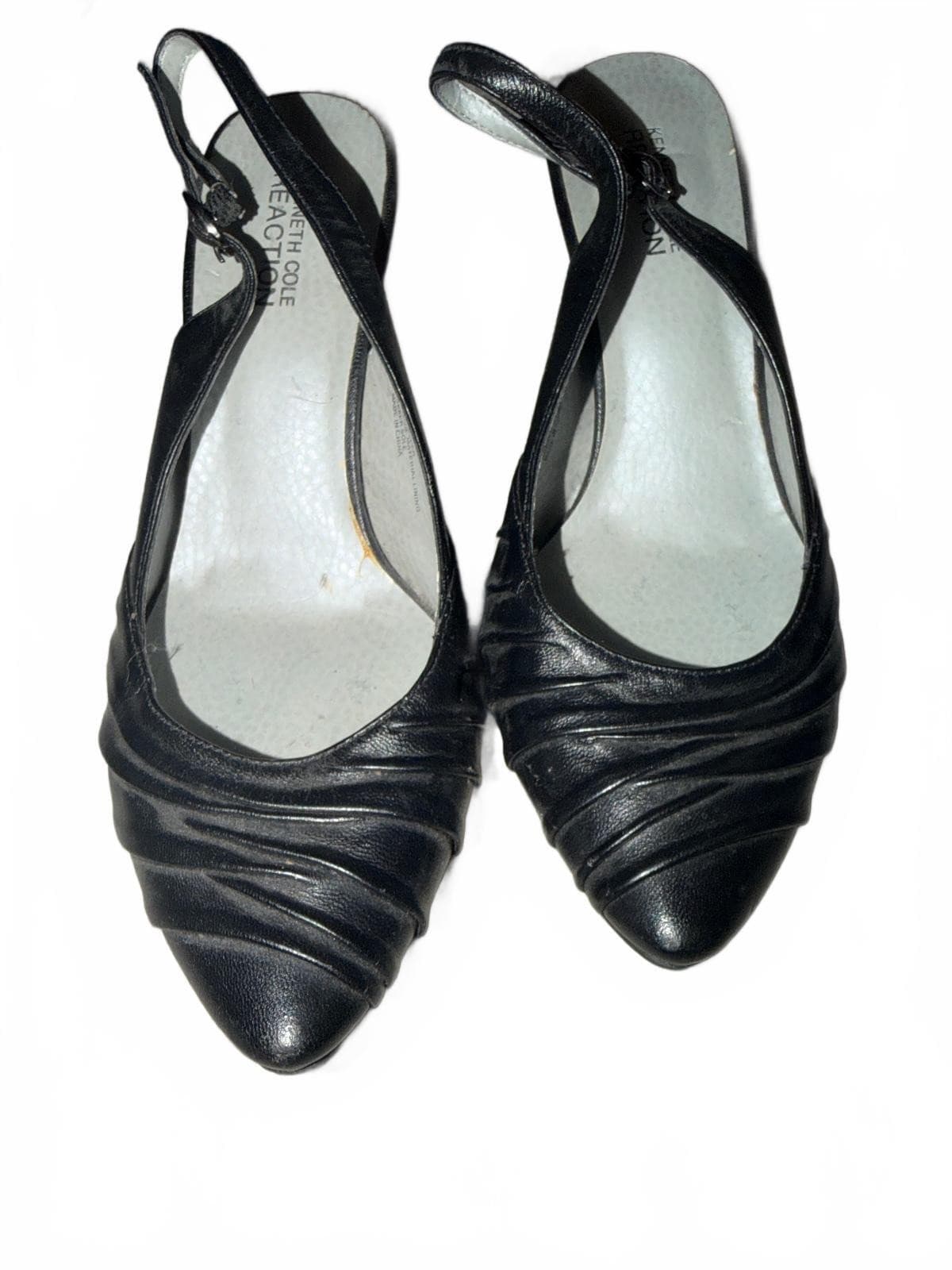 Kenneth Cole Black Slingback Kitten Heels Sz 7 Pointed Toe