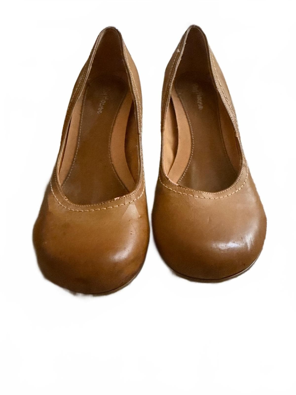 Playhouse Brown Round-Toe Mid Heel Pumps S 7 Classic Career