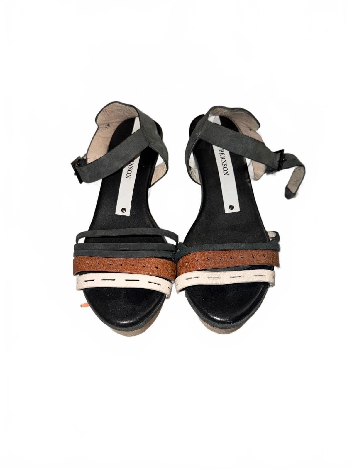 Matt Bernson Platform Wedge Sz 7 Open Toe Leather Designer