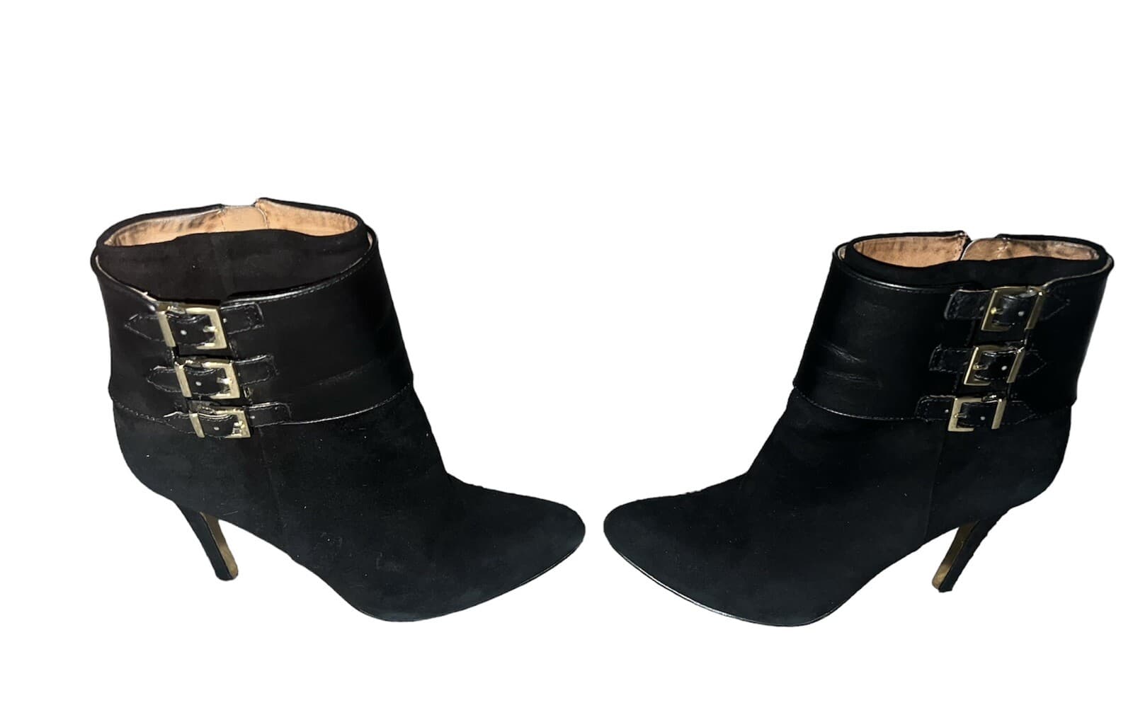 LOUISE ET CIE BUCKLE HIGH Cone HEEL Ankle BOOTIE Black Sz 9.5 Biker Mob Wife