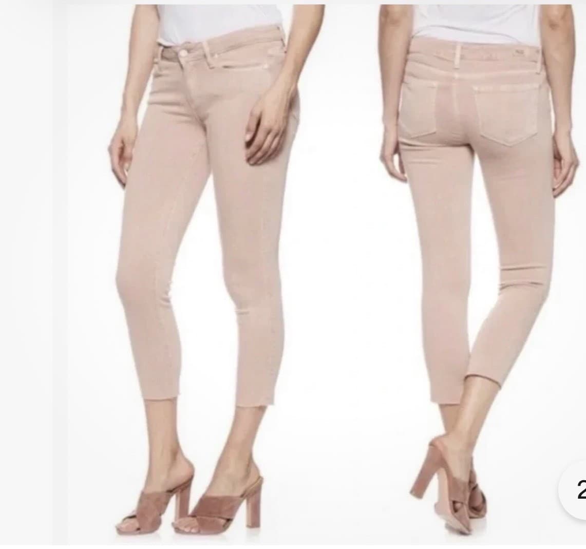 PAIGE Verdugo Crop Mid-Rise Skinny Pink Sz 27 Designer