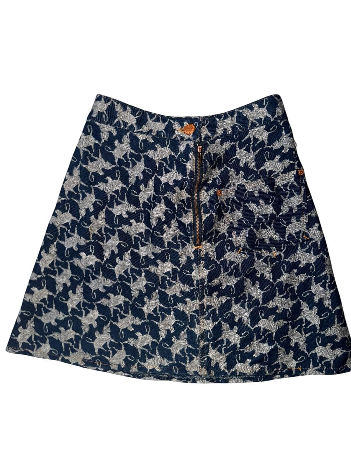 retro Vtg Jean Paul Gaultier 94 Unicorn Pattern skirt sz 38 Festival Boho