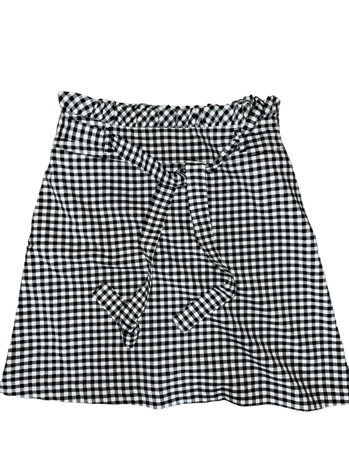 CYNTHIA ROWLEY High Waist Ruffle Trim Gingham , 10 Preppy Monochrome Emo