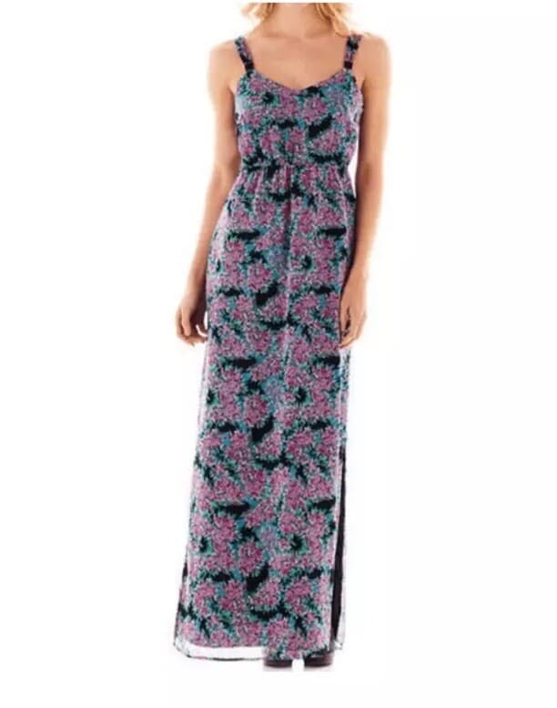 I Heart Ronson Smocked Maxi Dress Size s Sleeveless V Neck Cottagecore