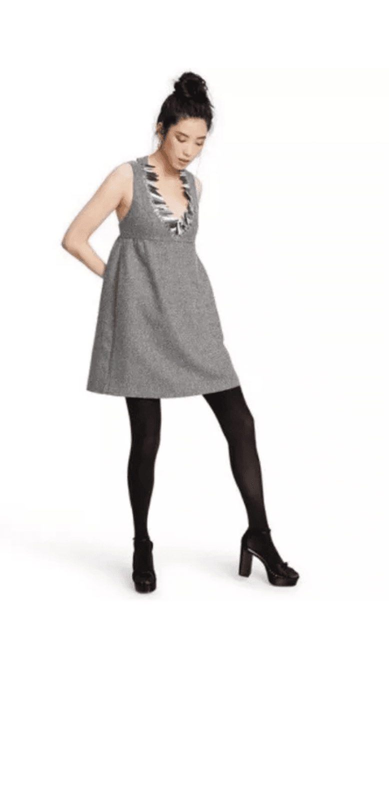 Anna Sui for Target Mod Grey Tweed Jumper Dress Sz 5 Preppy Minimalist