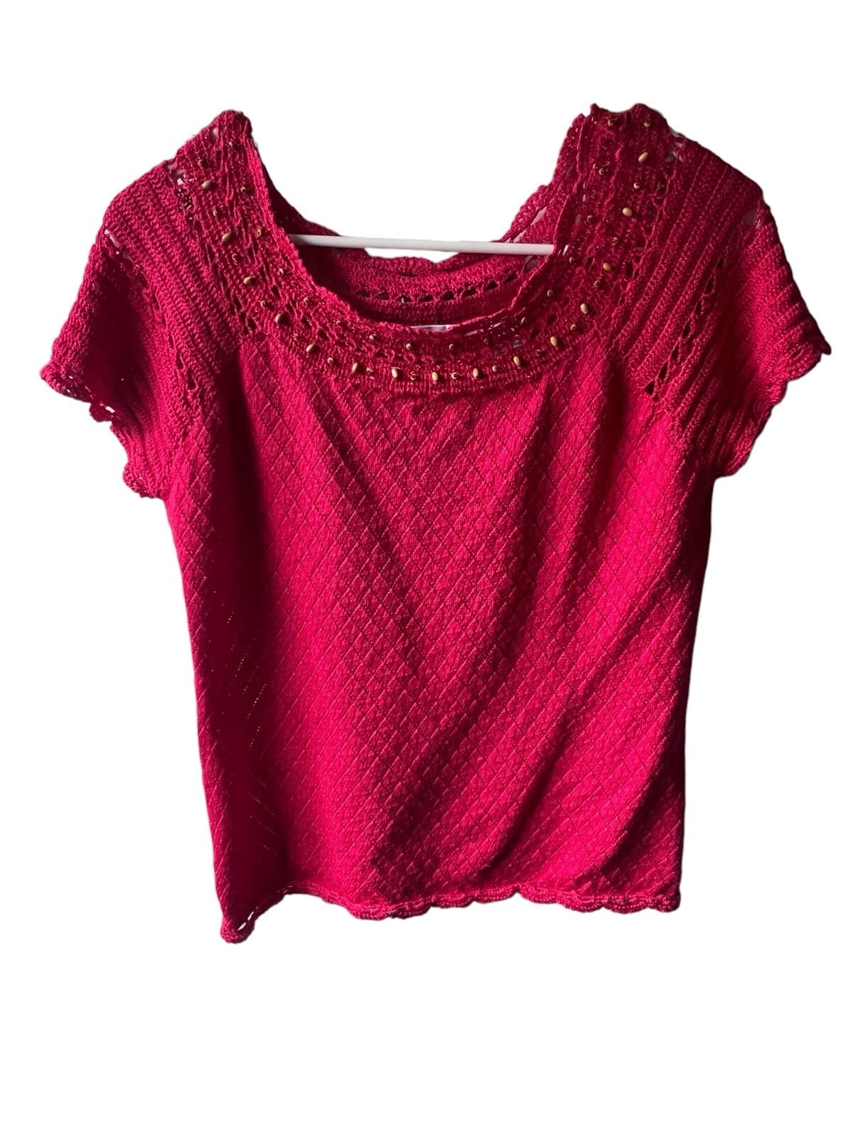MARISA CHRISTINA Short -Sleeve Sweater Sz M Preppy Casual Crew Neck