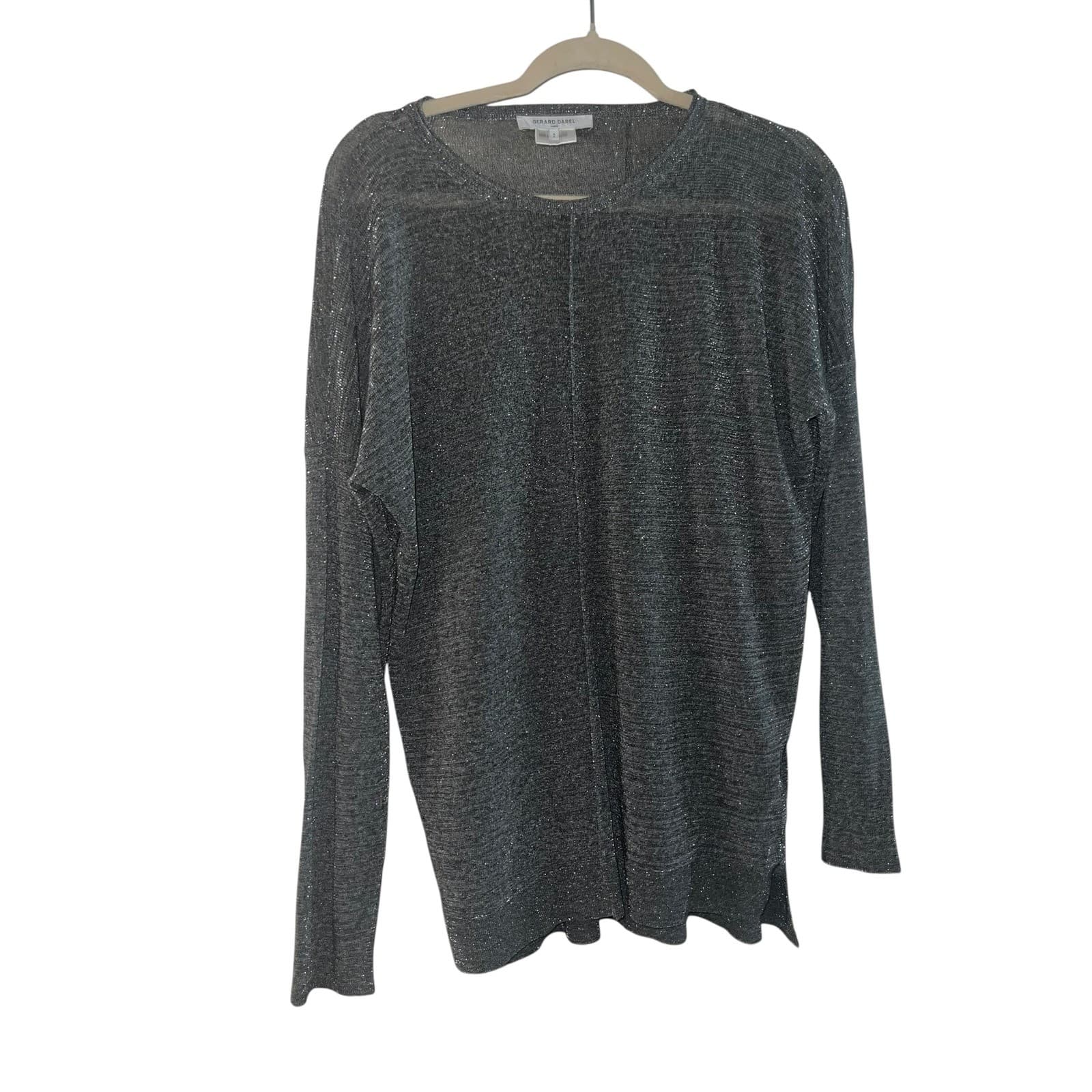Gérard Darel Gray Sheer Sparkle Top Sz 2 Luxury Designer