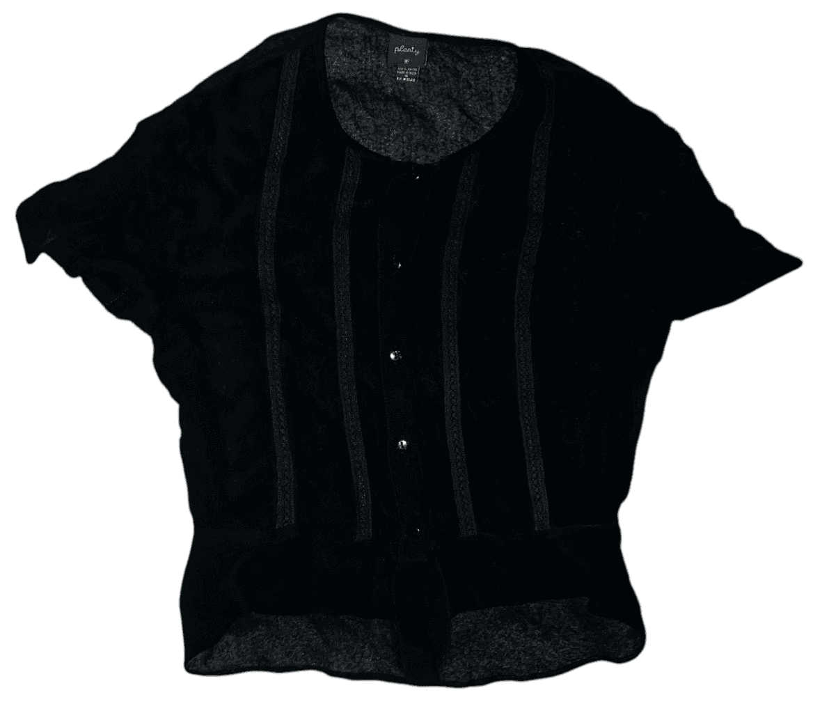 Plenty black sheer blouse size s Short Sleeves Crew Neck Minimalist Monochrome