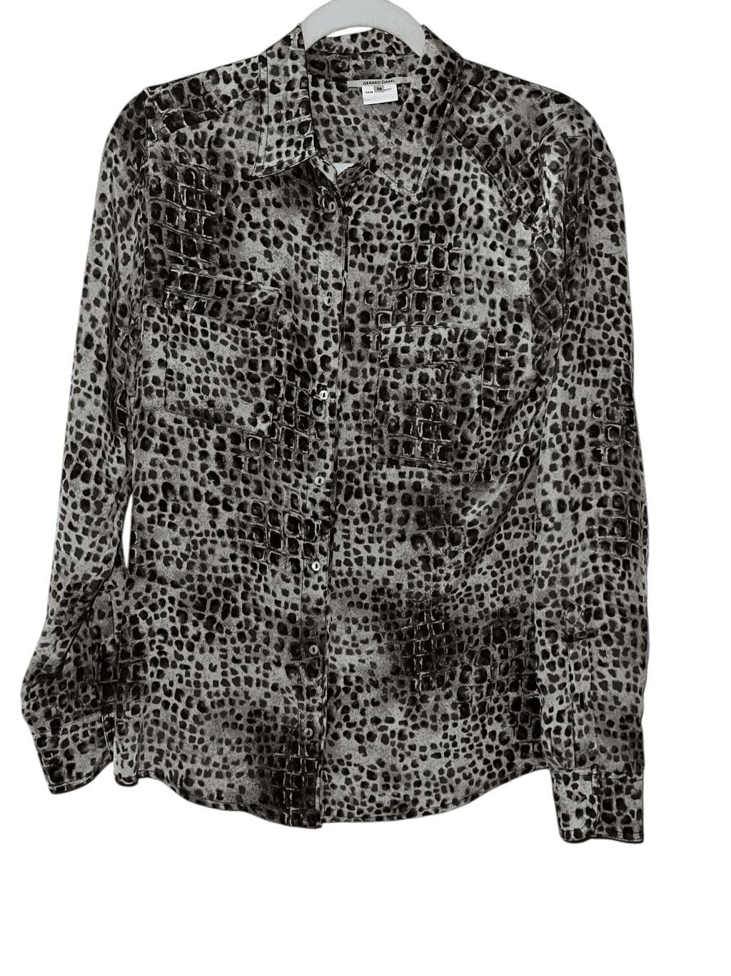 Garard Darel Animal Collar Button Down Boho Bohemian Long Sleeve size 38