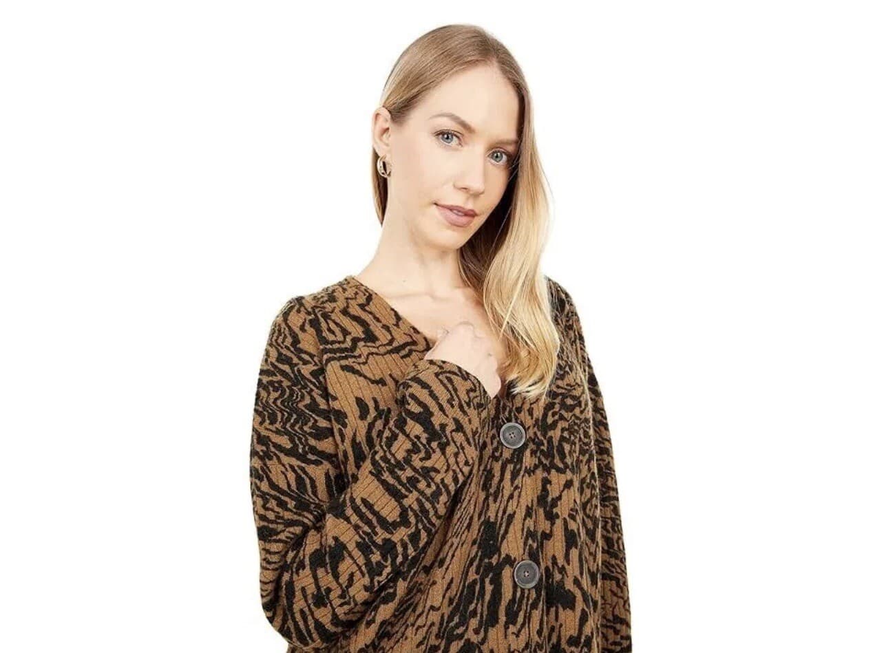 Madewell Tigerized Cardigan Button Down Sweater Long Sleeve Brown Boho Size S