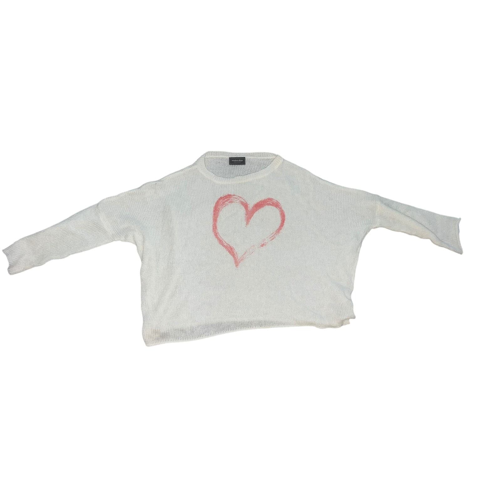 Wooden ship heart long sleeve sweater Crew neck comfy casual m/l