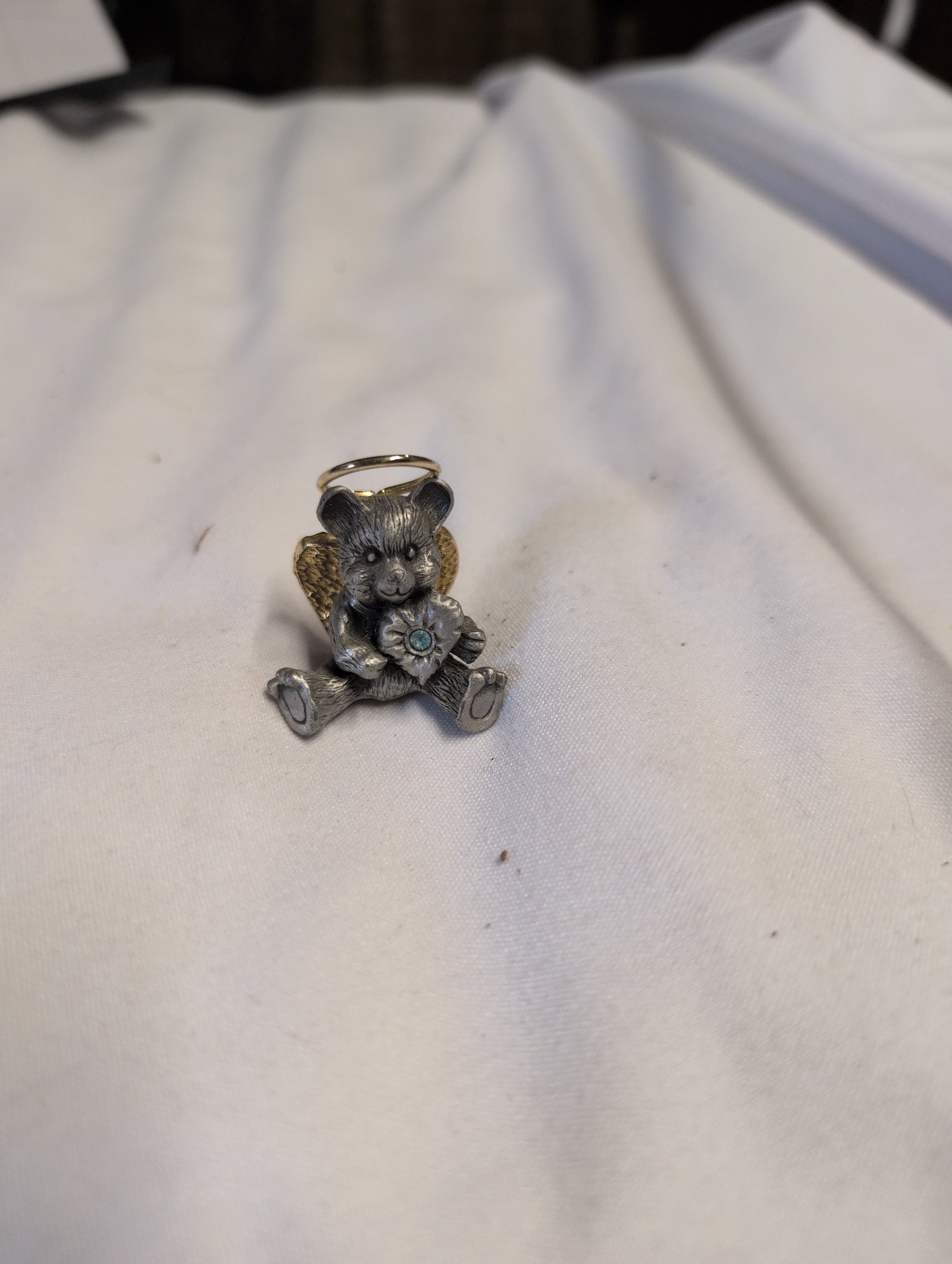 Angel Bear Figurine with Halo and Wings birth stone June