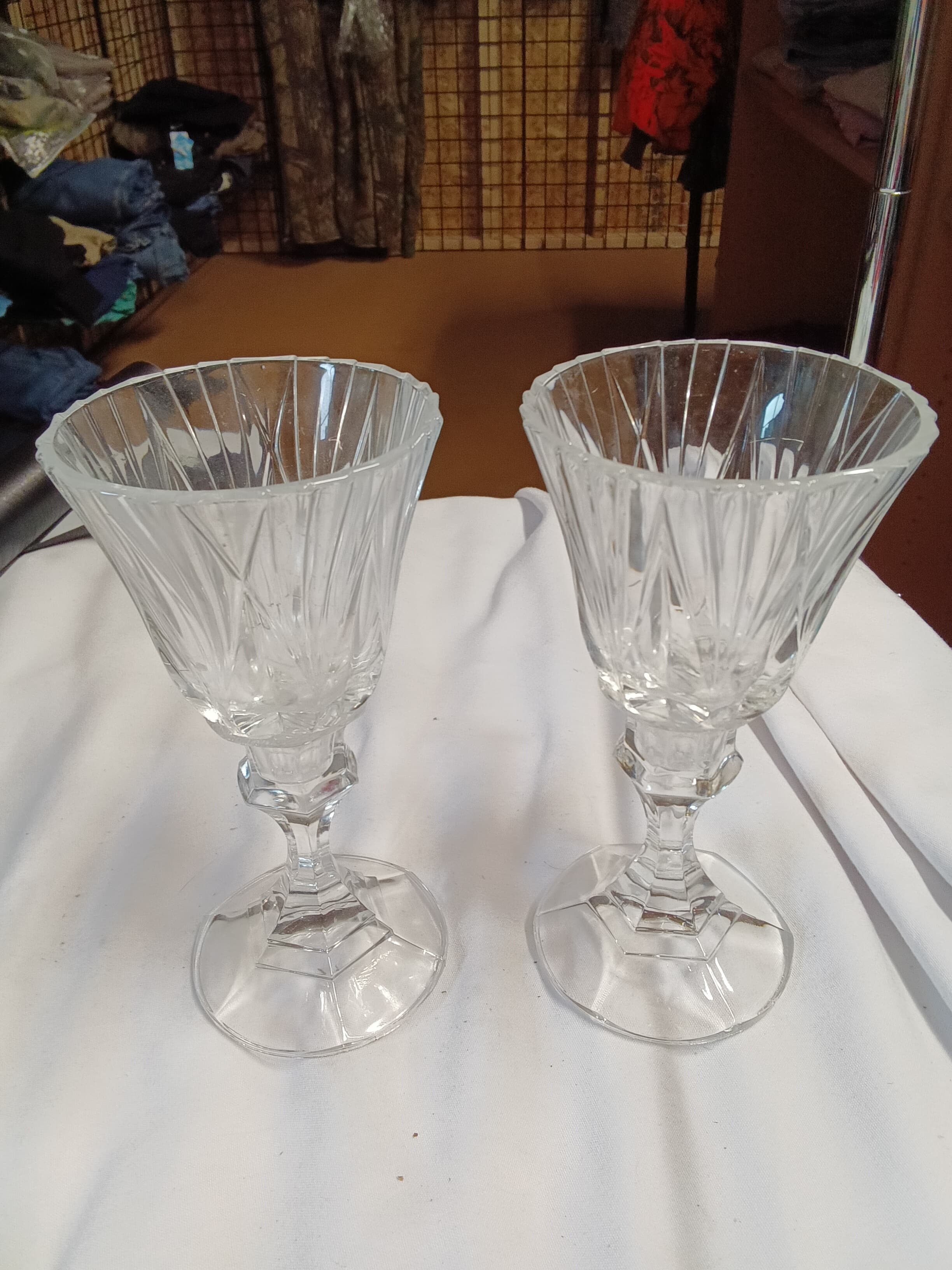 Vintage Crystal Wine Glasses Set of 2