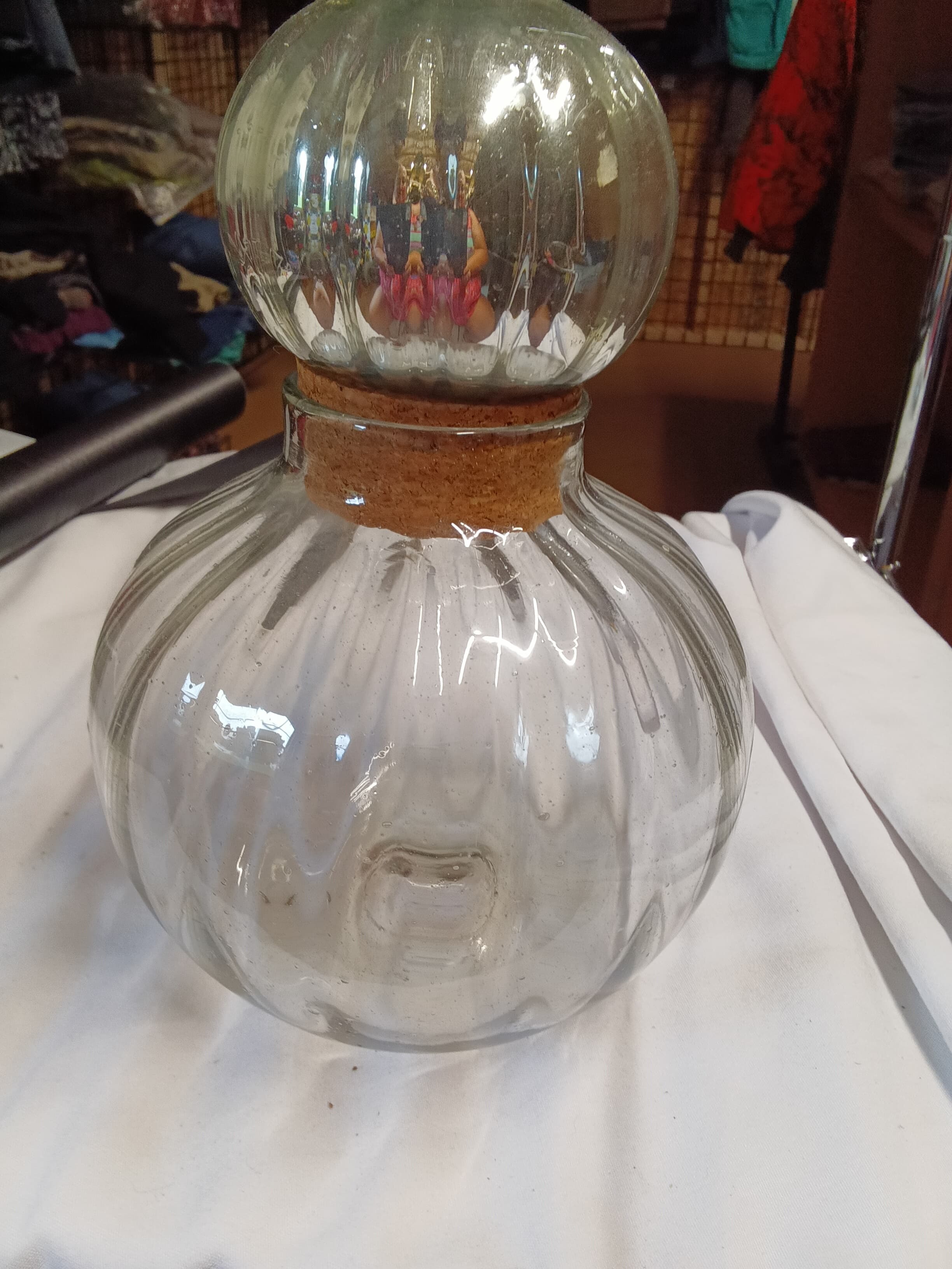 Vintage Glass Mexican blown glass Decanter with Cork Stopper