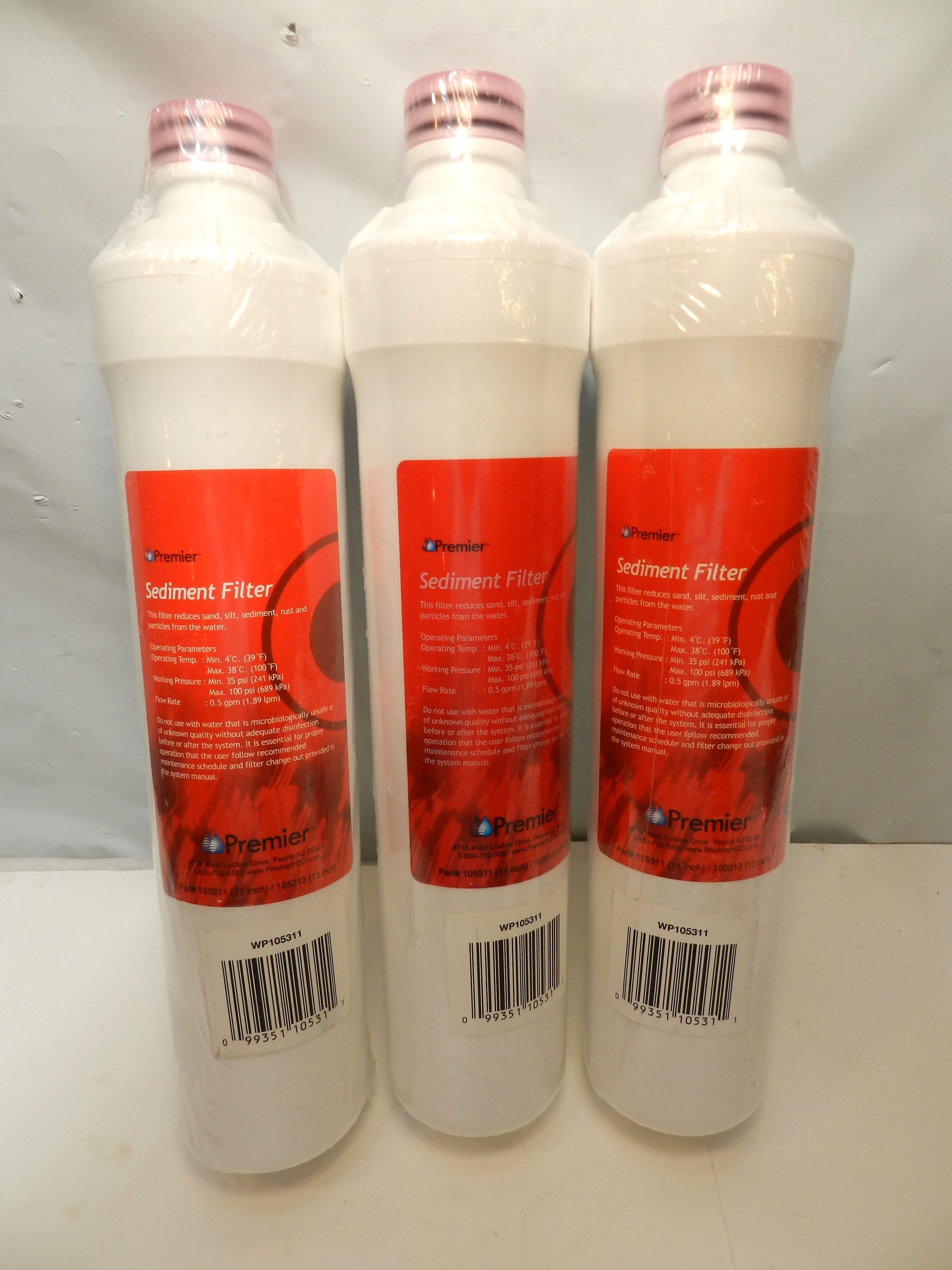 3 Pack Premier Sediment Replacement Water Filter Red WP105311 Sealed (P32K)