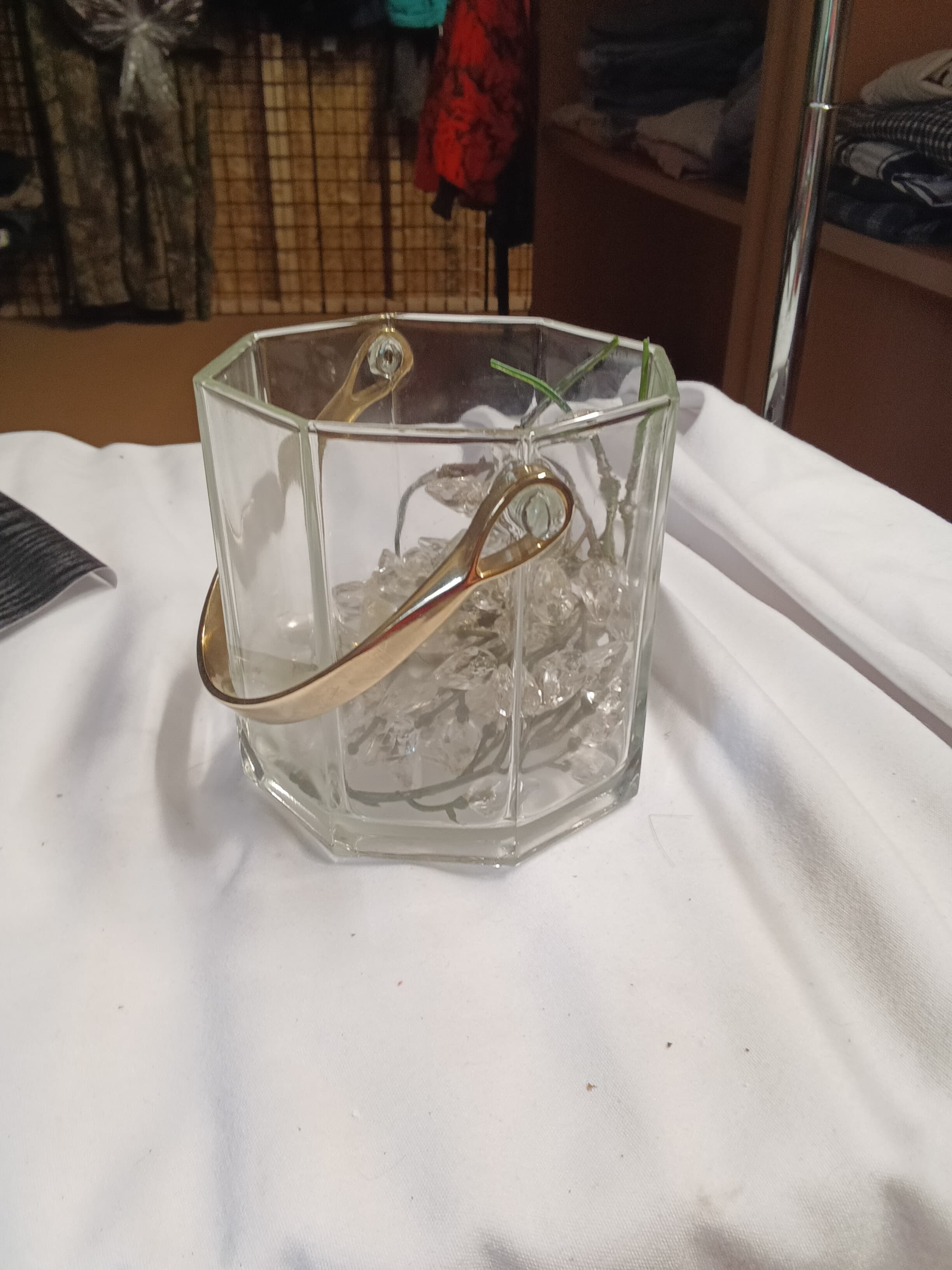 Glass Ice Bucket with Metal Handle