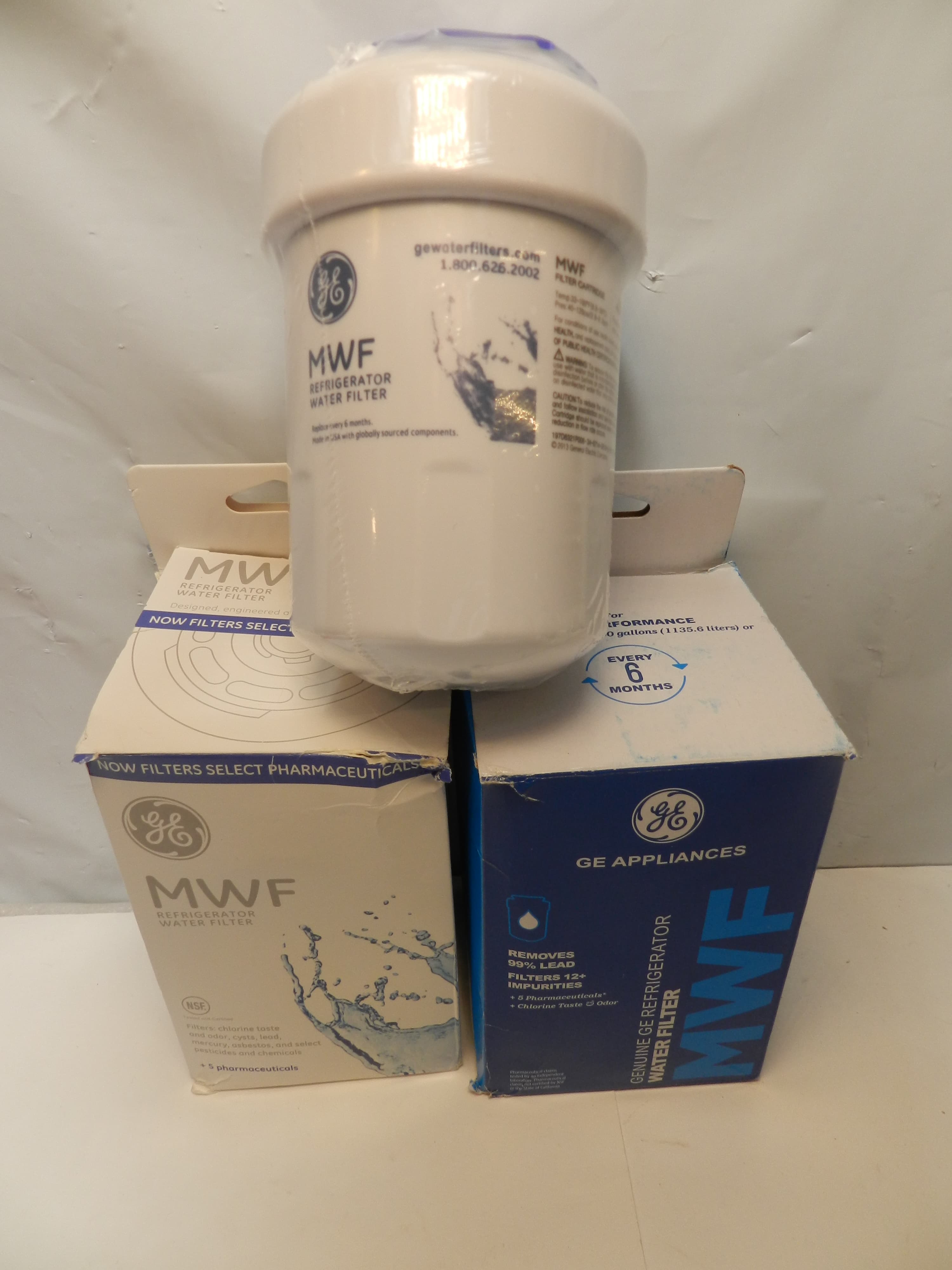 3 Pack Genuine GE Refrigerator Water Filter MWF NEW SEALED (P33K)