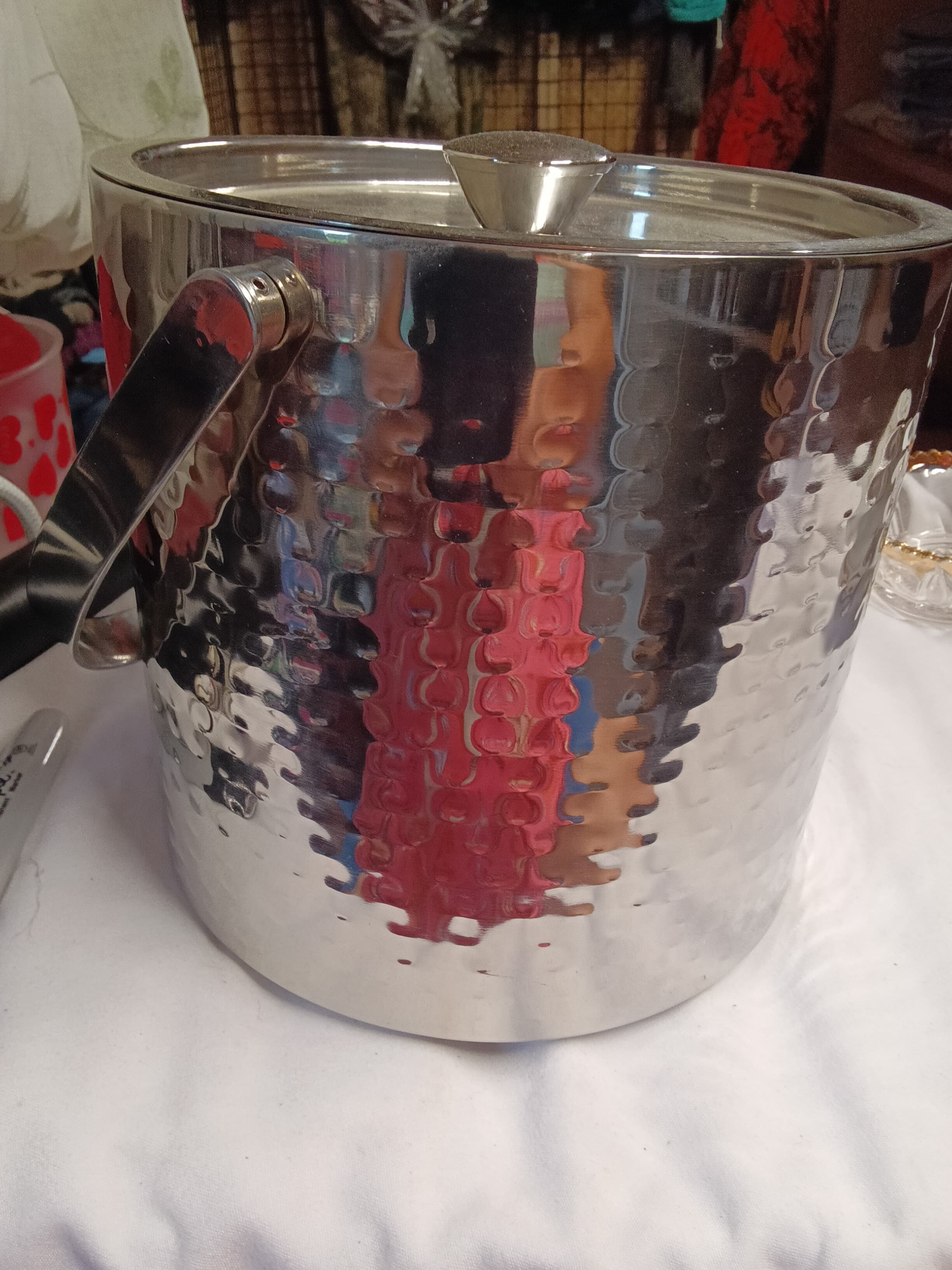 Stainless Steel Hammered Ice Bucket with Lid