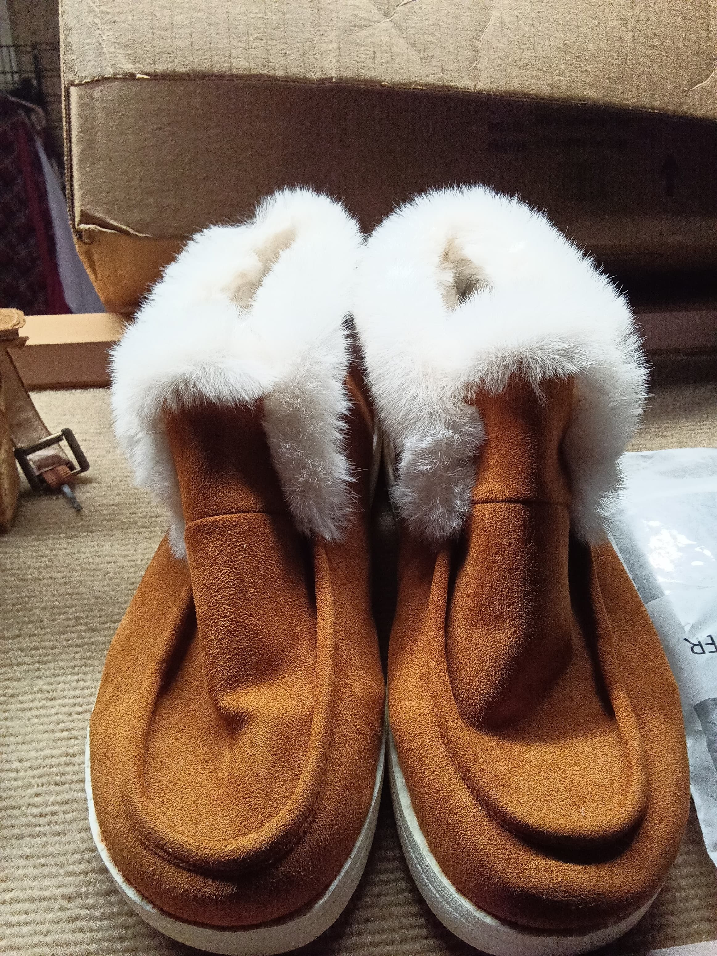 Faux Fur Lined Suede Slippers