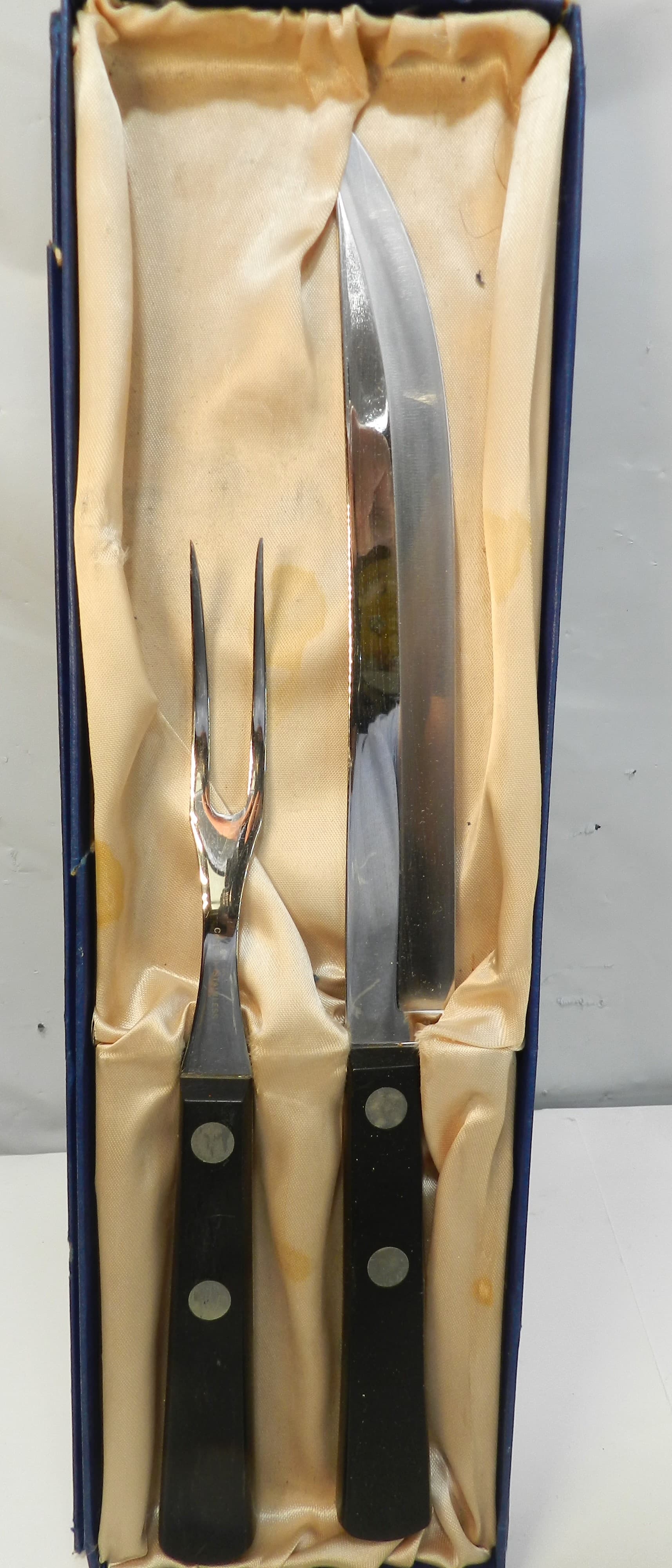Vintage Case Serving Knife & Fork XX 20 283-8" Black Handle Set (P39J)