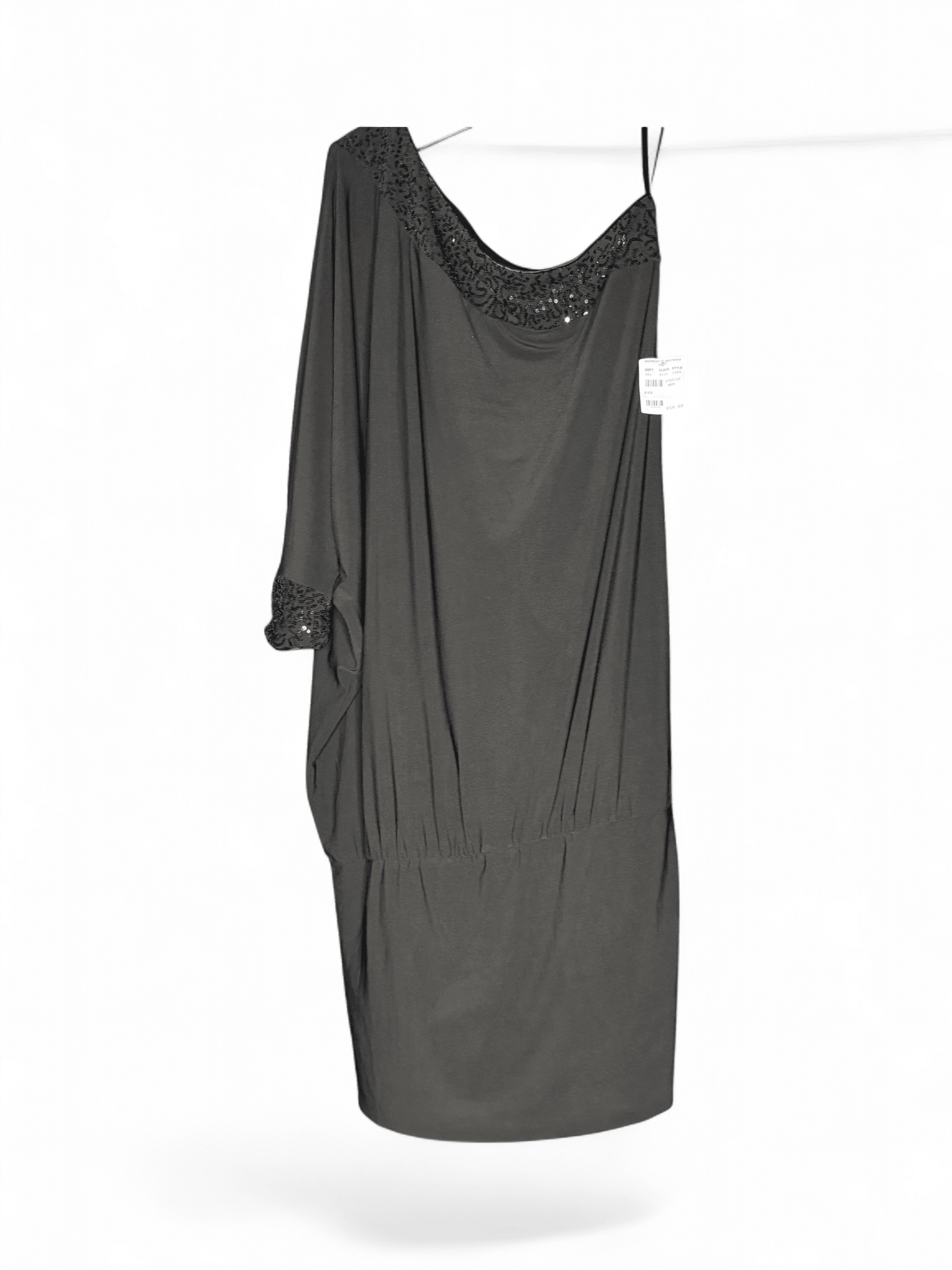 VINTAGE Y2K Fredericks of Hollywood NWT Black Sequin Dress (Size Medium)