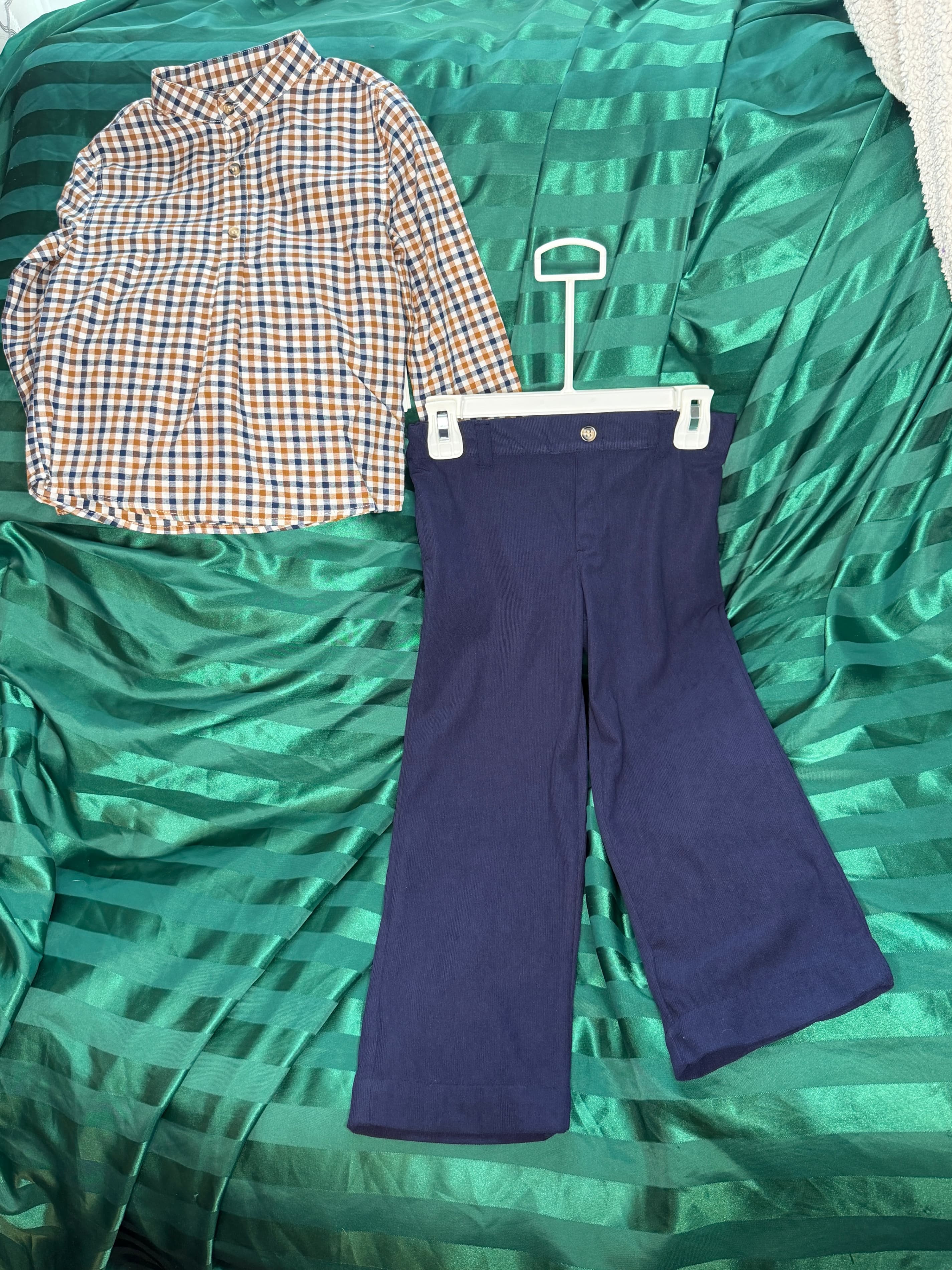 Edgehill Collection Kids Plaid Shirt & Navy Pants Set (Pick your Size and Color)