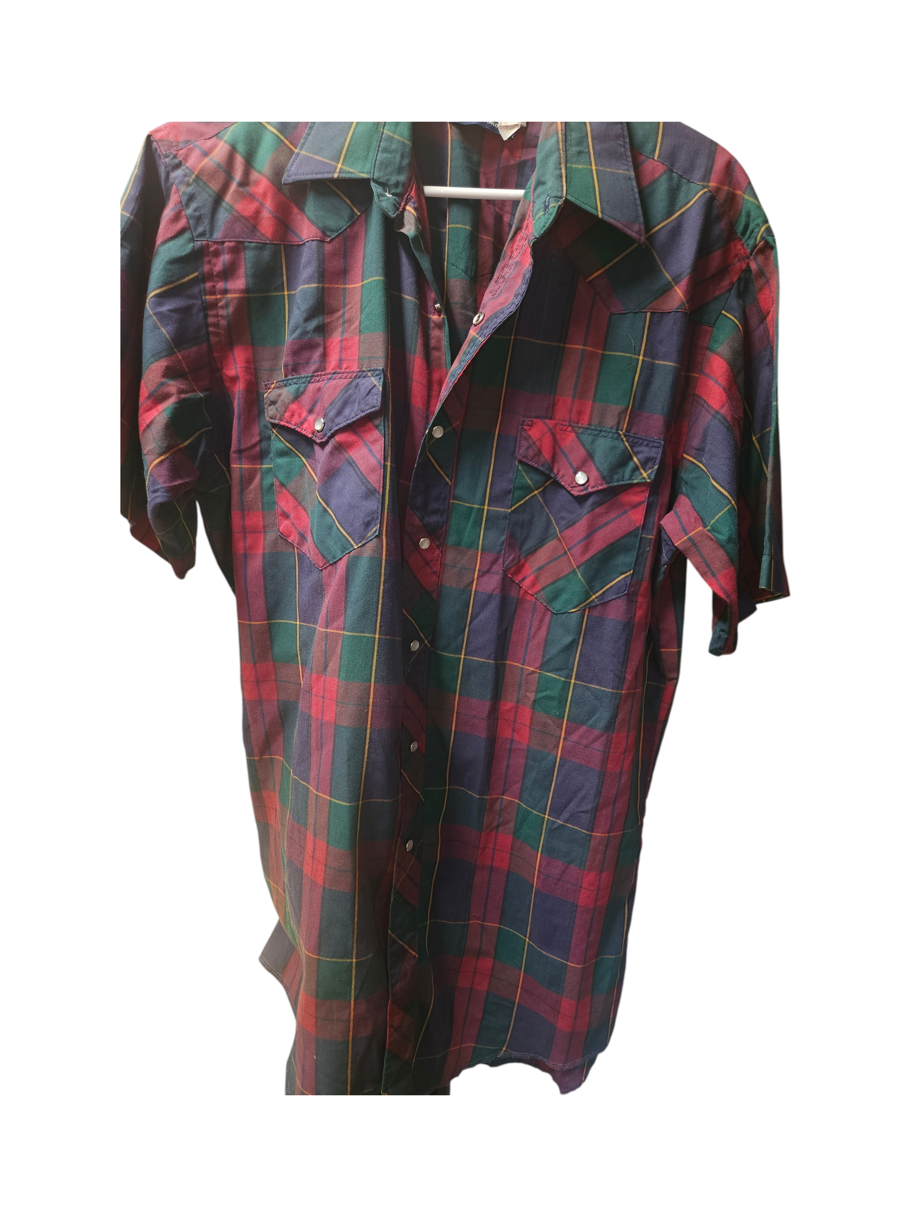 Plaid Short Sleeve Button-Up Shirt
