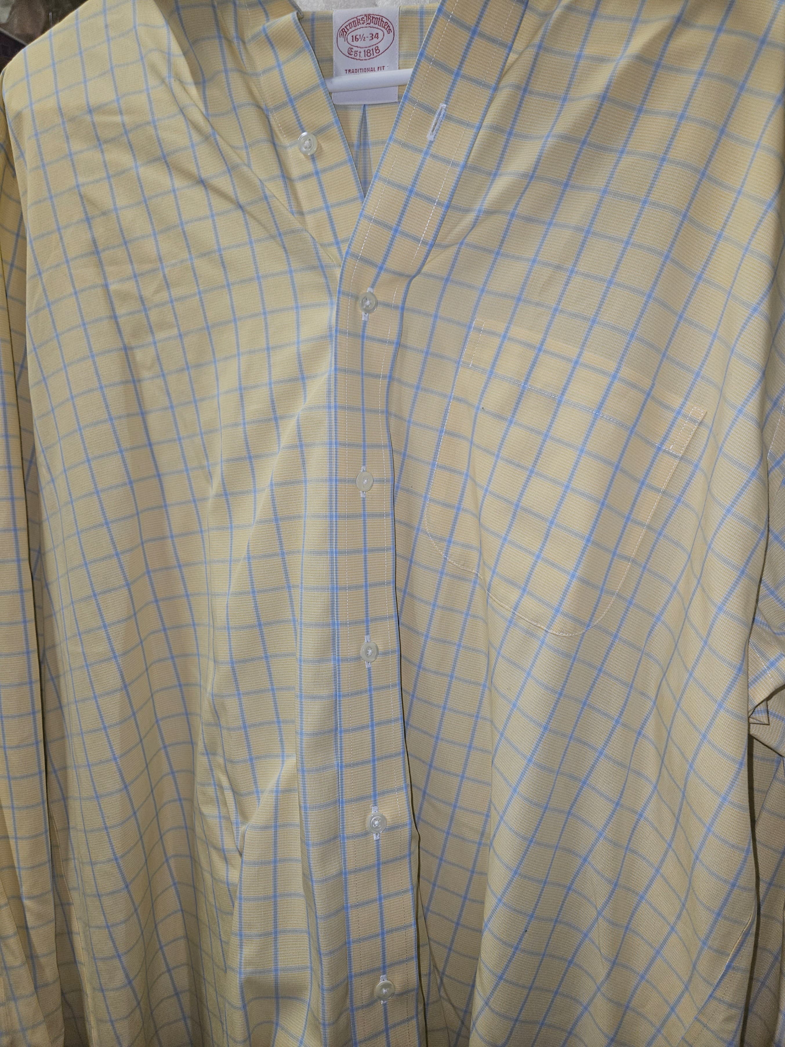 Brooks Brothers Men's Checkered Dress Shirt 16.5 34