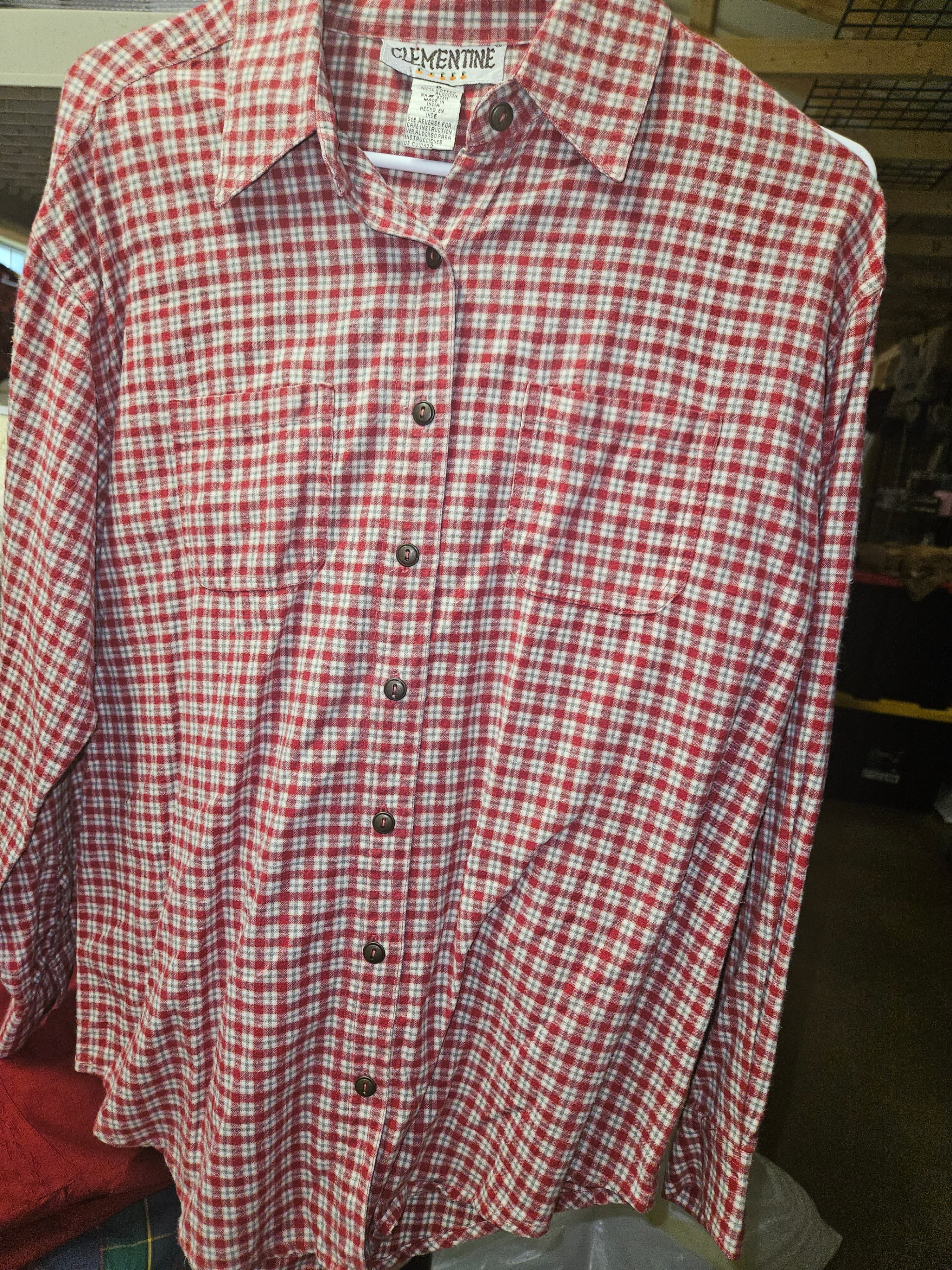 Clementine Red Plaid Button-Up Shirt Size S