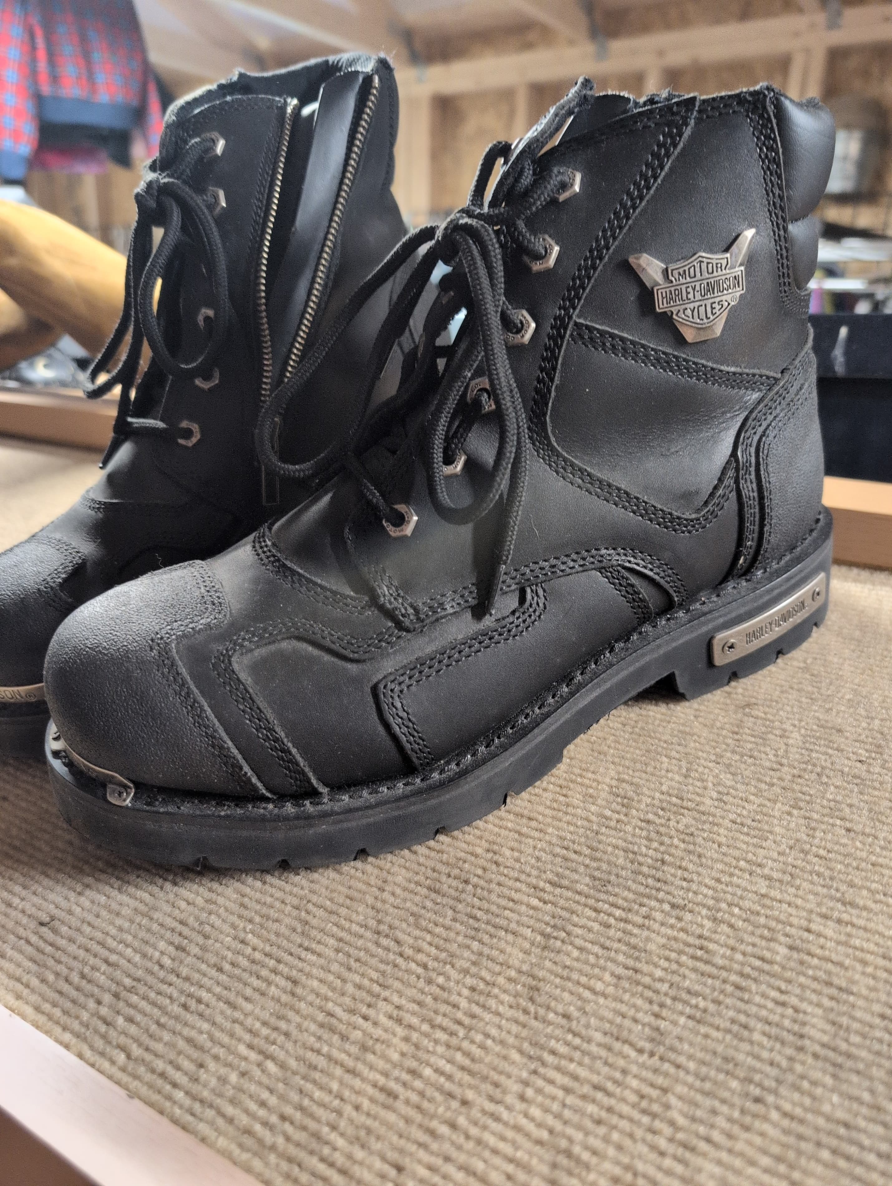Harley-Davidson Black Leather Motorcycle Boots
