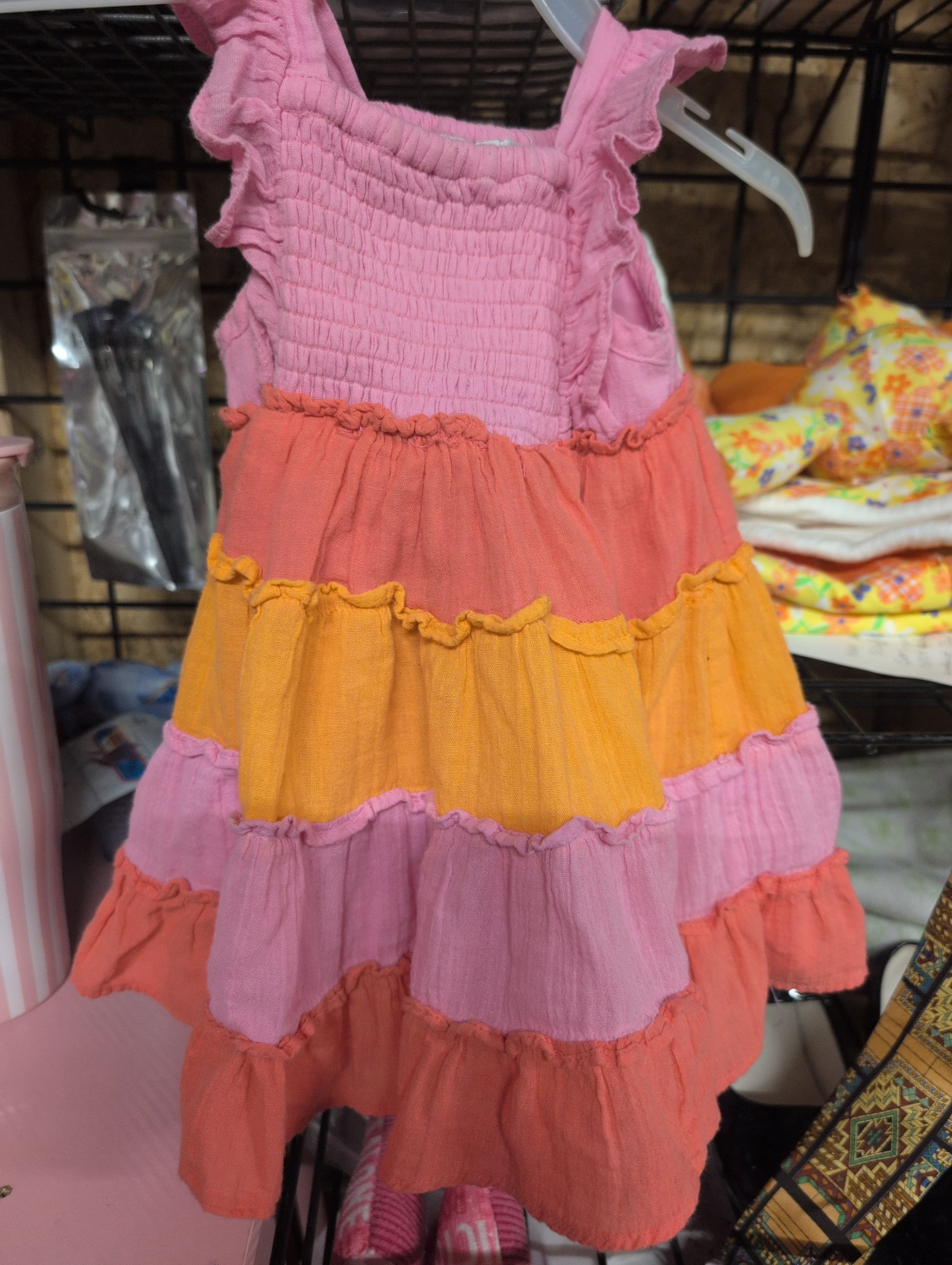 Rare Editions Girls' Sleeveless Dress Pink Orange