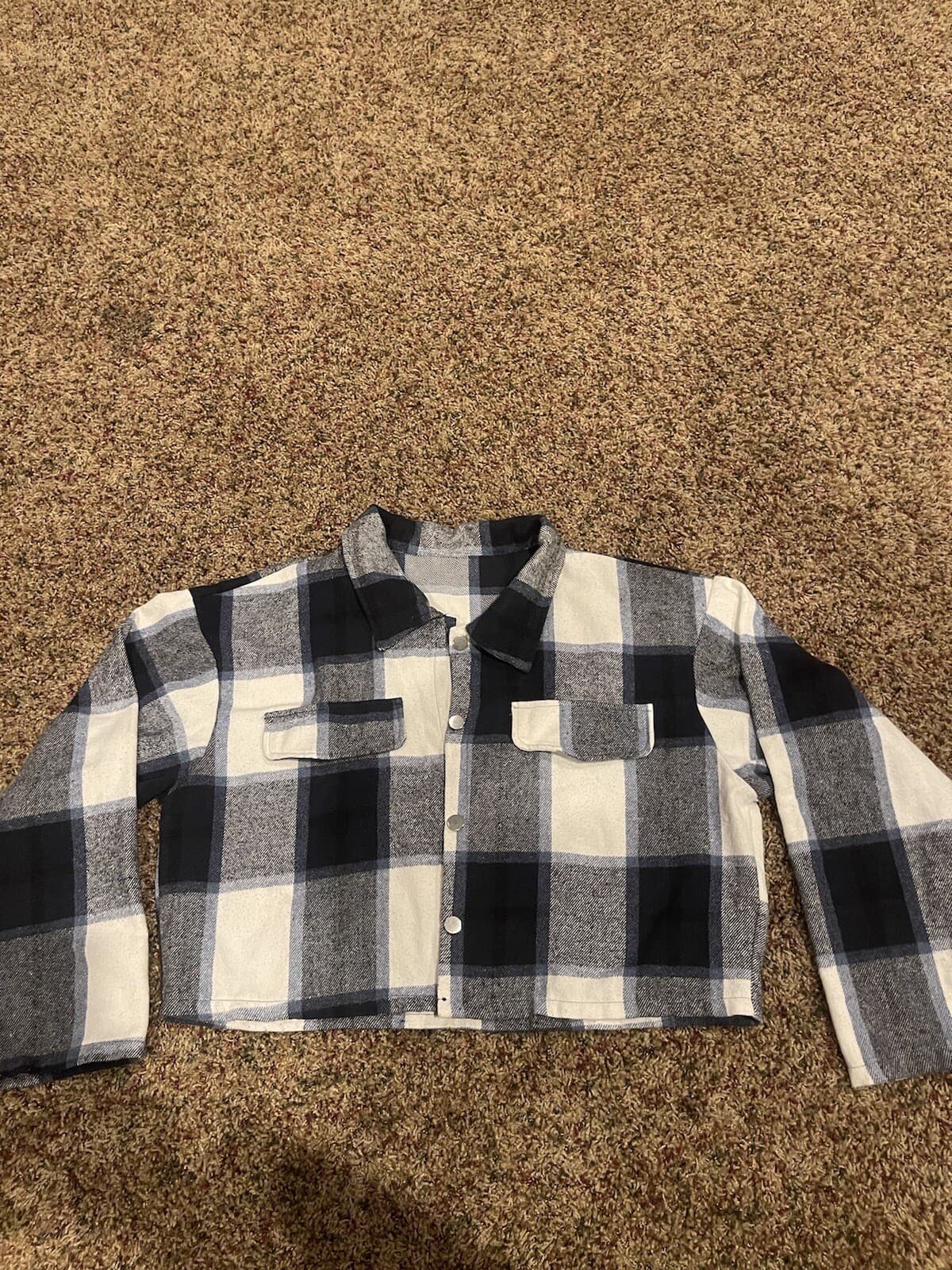 Shein Curve Black White Blue cropped shacket 4XL