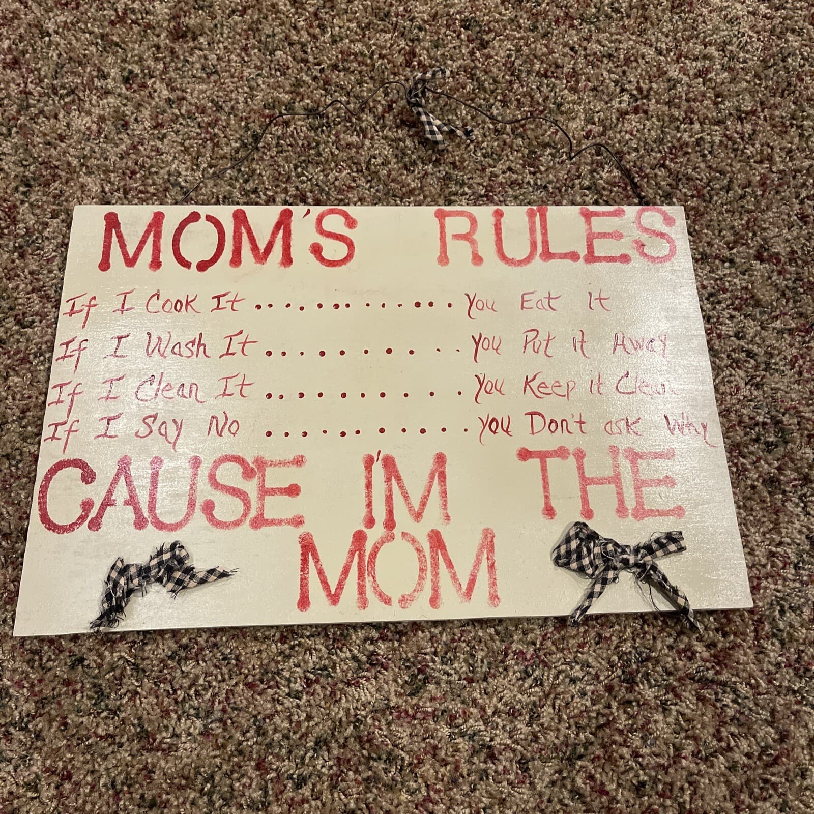 Mom’s Rules wall hanging