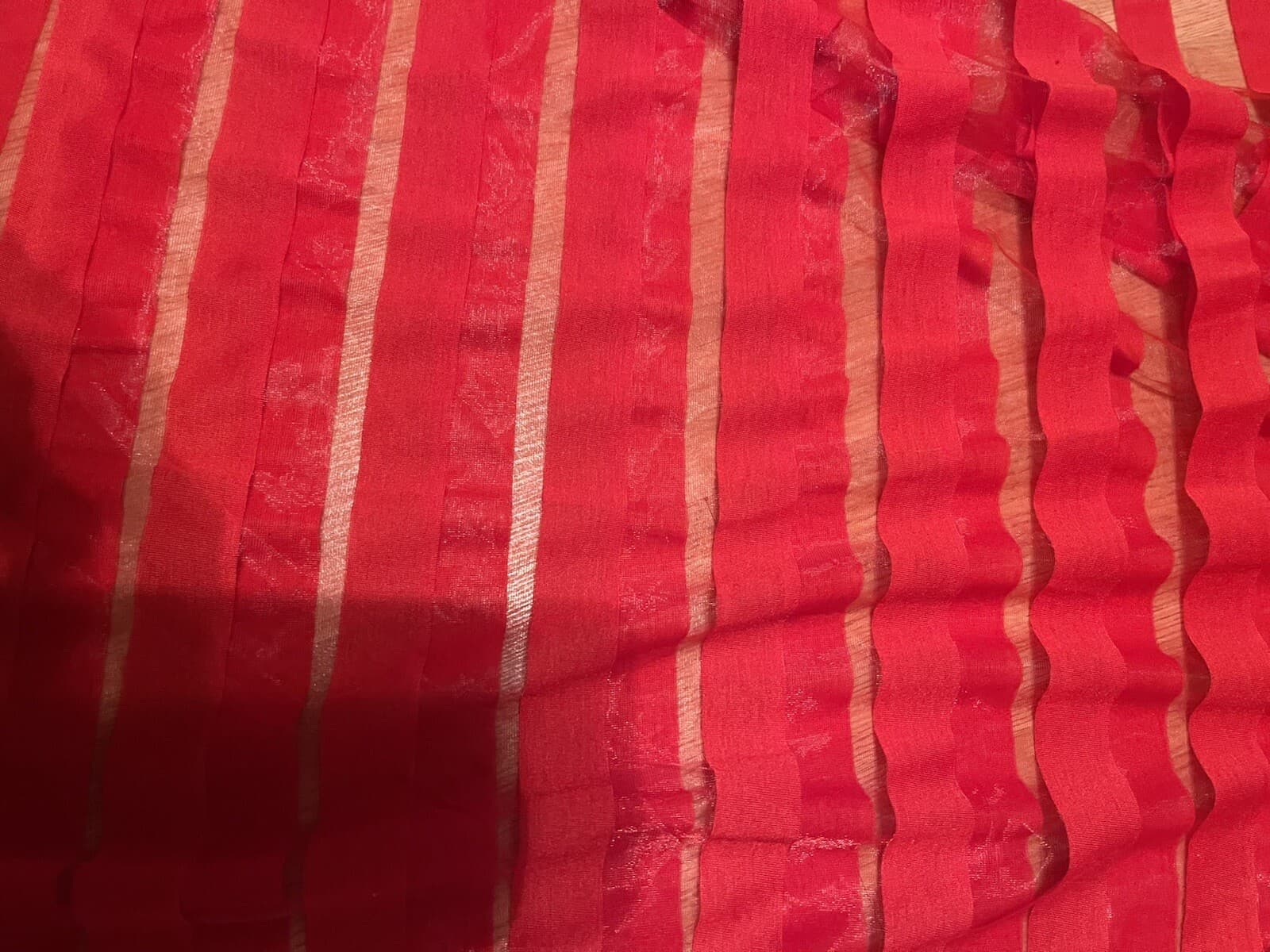 Infinity loop fashion scarf red sheer striped