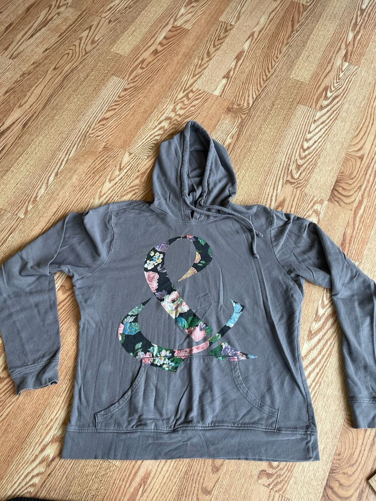 Bravado XXL gray hooded sweatshirt with floral & sign