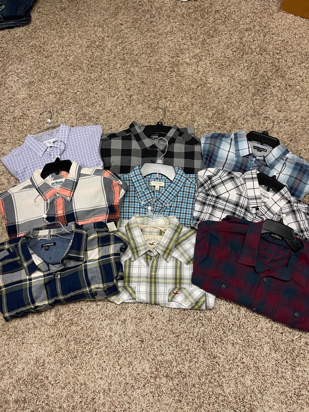 Mens RVYC, Urban Pipeline, Express, Hollister, Sonoma button plaid shirt XL-XXL