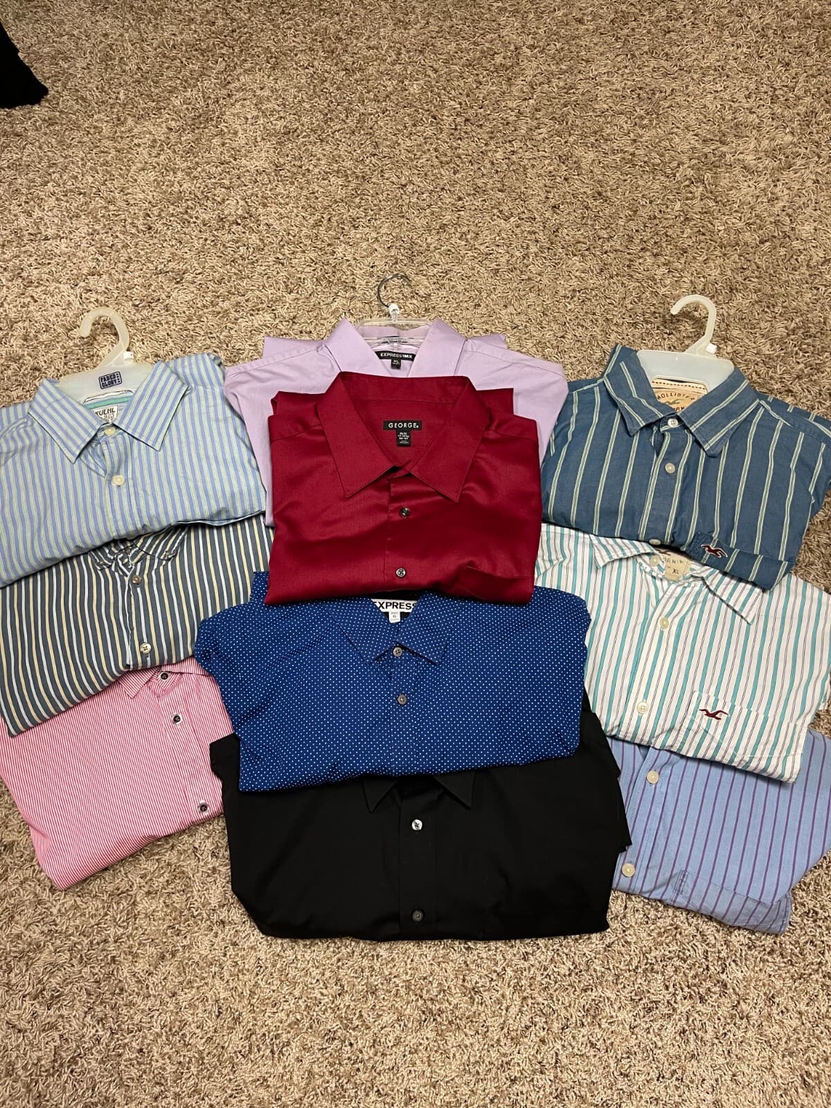 Mens button dress shirt, Express, Hollister, George, Michigan Ave, Ruehl, Izod