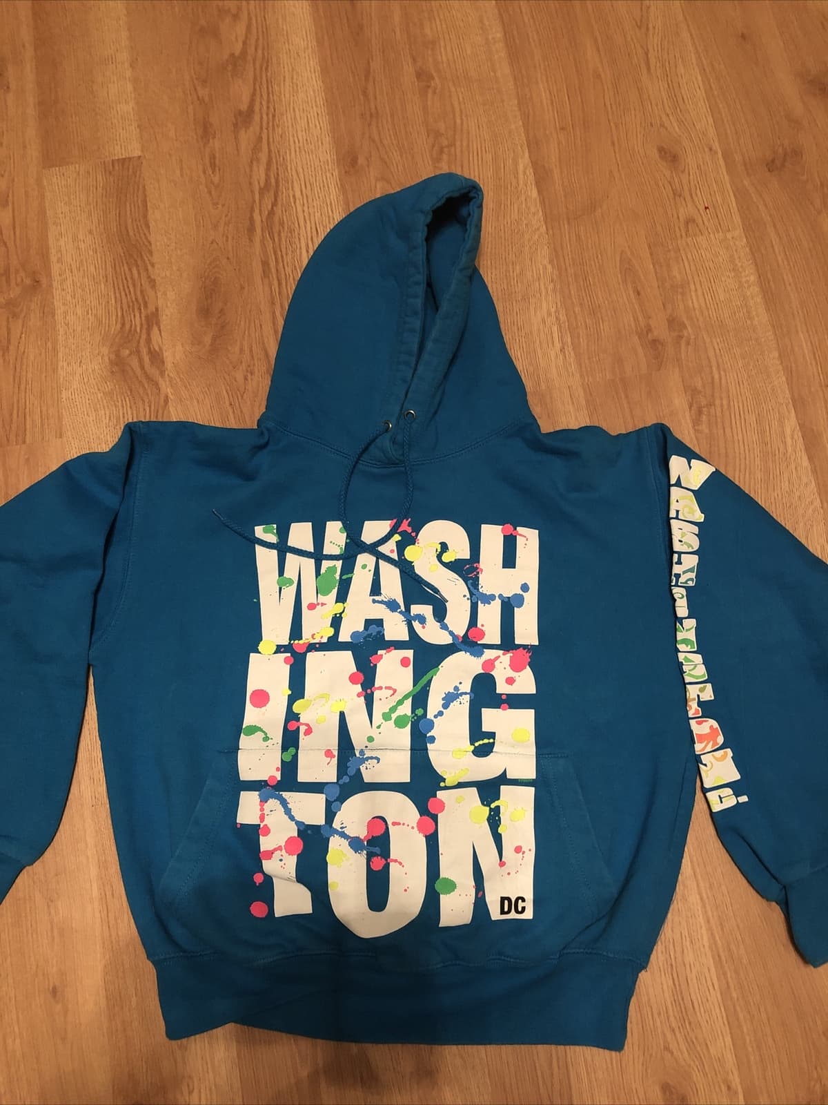 Washington DC Hooded Sweatshirt Colorful Turquoise