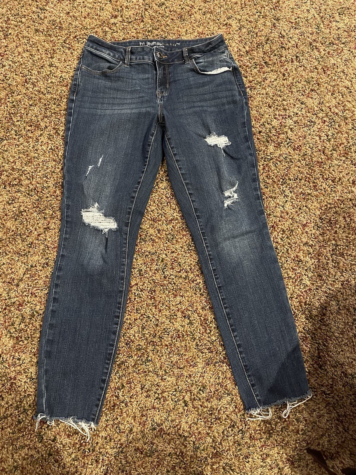m jeans by maurices mid rise skinny destructed Med. Long