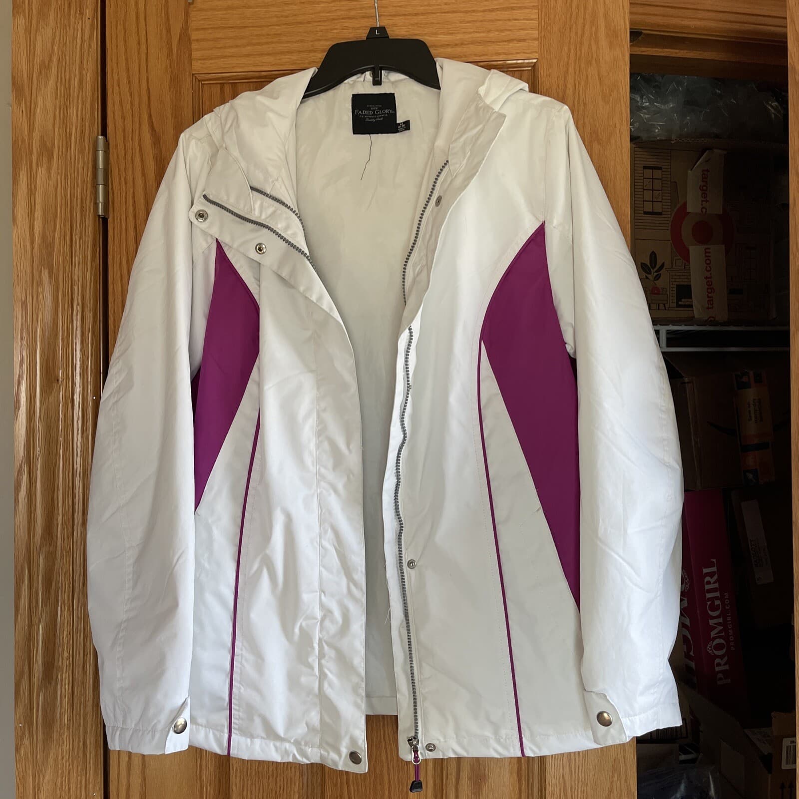 Faded Glory womens jacket Med. white fuschia