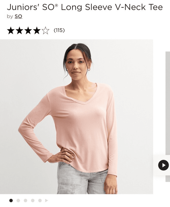 SO Long Sleeve V-Neck Tee pale pink Med or Large