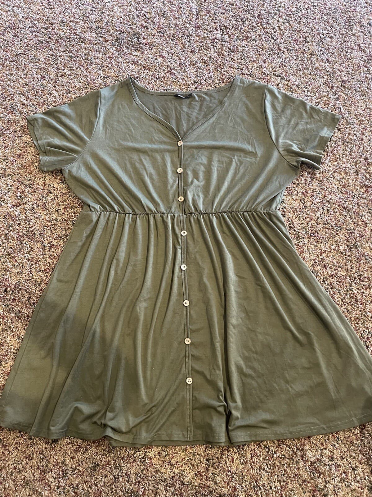 Shein Curve Olive Green button casual dress 4XL