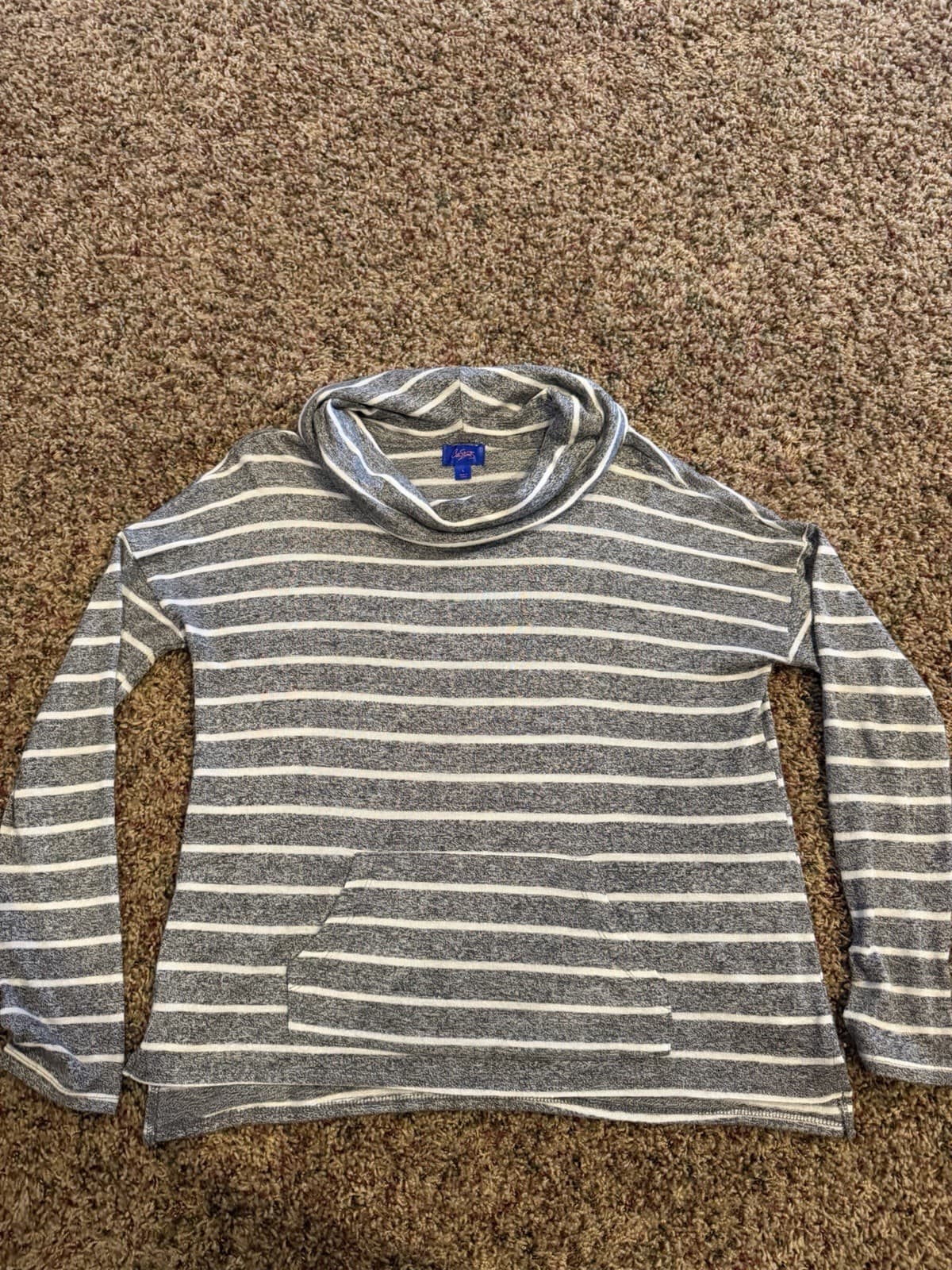 City Street cowl neck black white heathered striped shirt Large